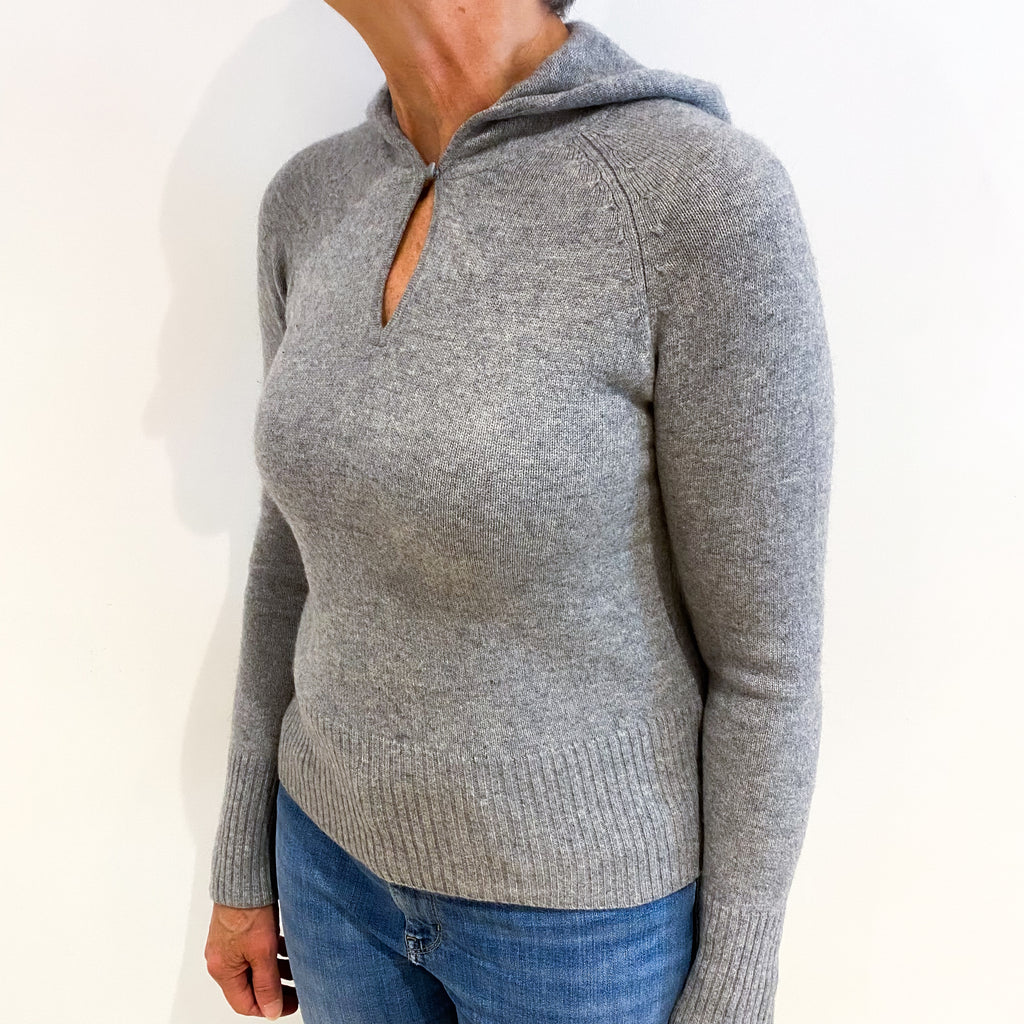Smoke Grey Cashmere Crew Neck Hoodie Jumper Medium