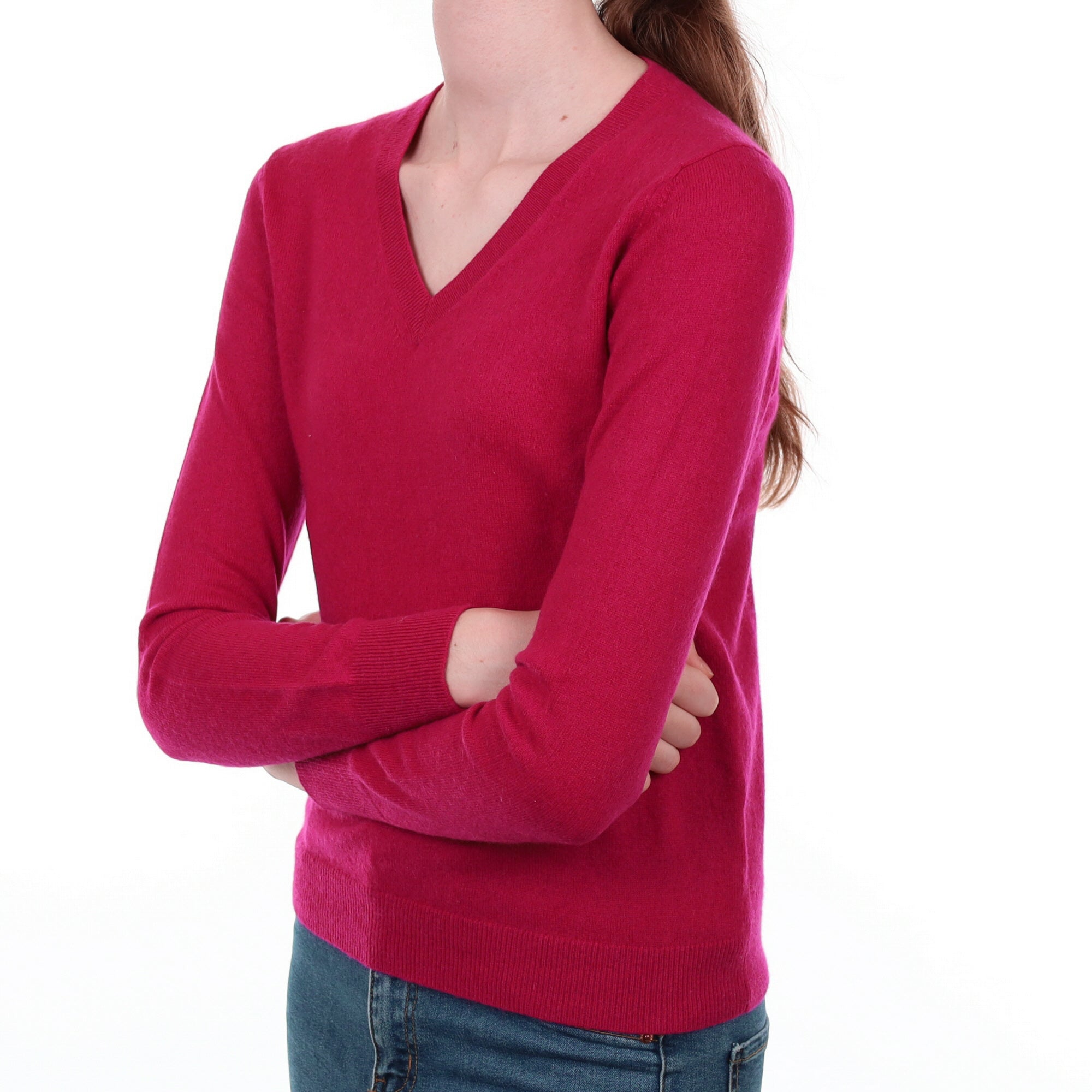 Ruby Pink Cashmere V Neck Jumper Extra Small