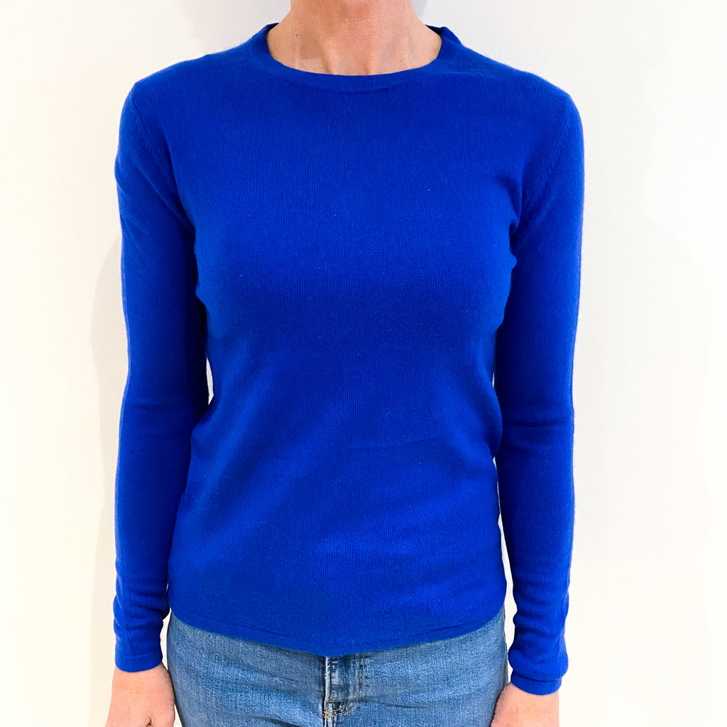 Cobalt Blue Cashmere Crew Neck Jumper Small