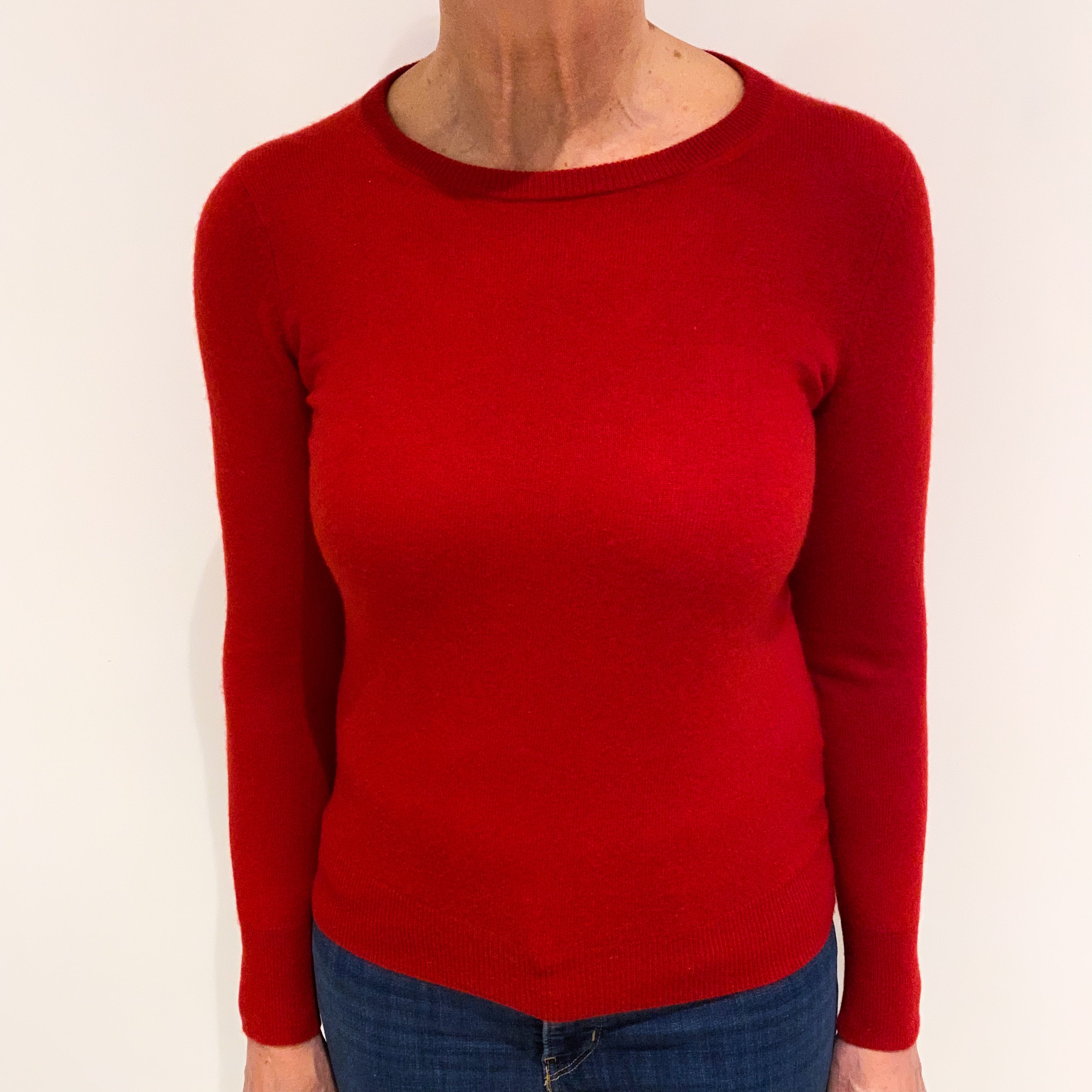 Scarlet Red Cashmere Crew Neck Jumper Medium