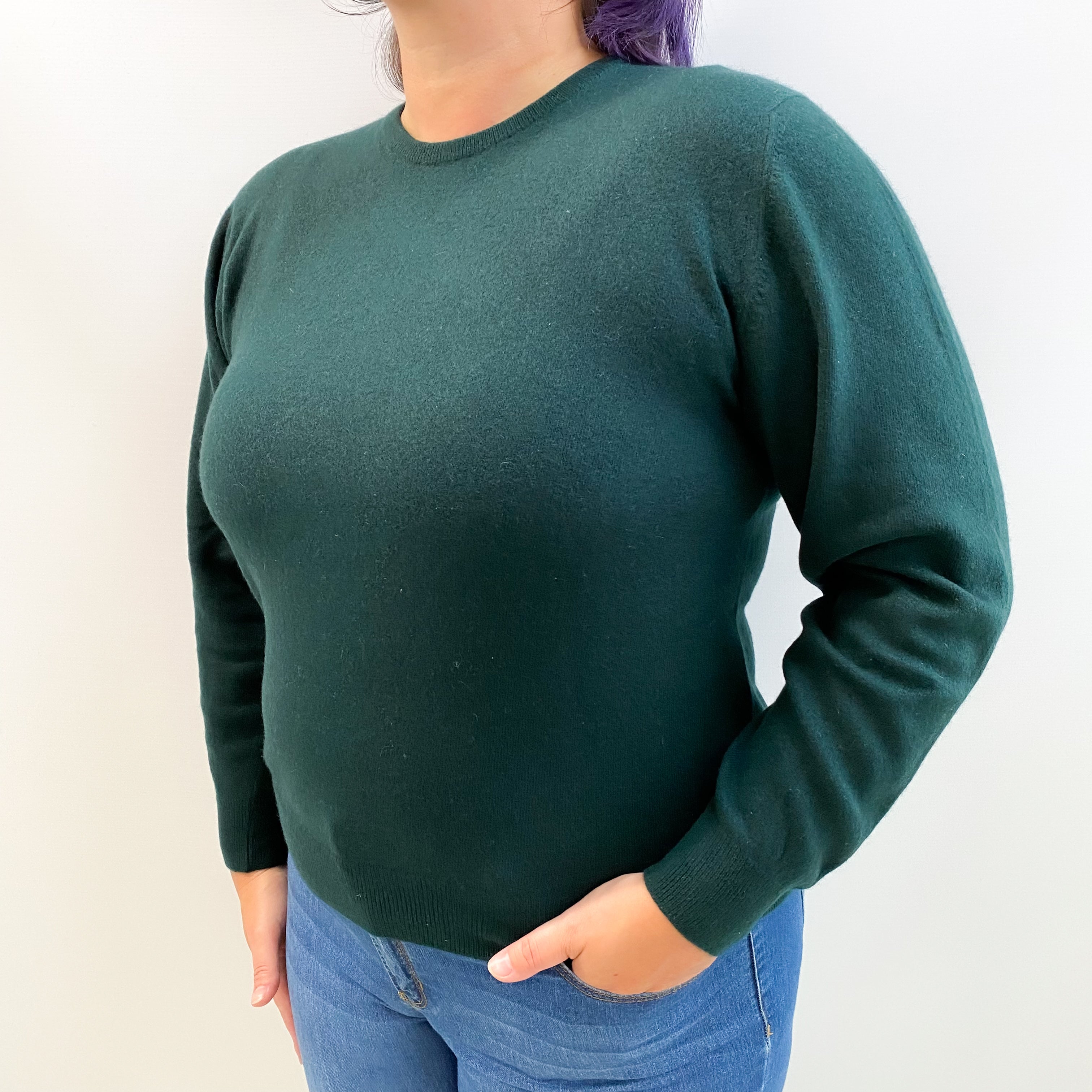 Vintage Pringle Bottle Green Cashmere Crew Neck Jumper Large