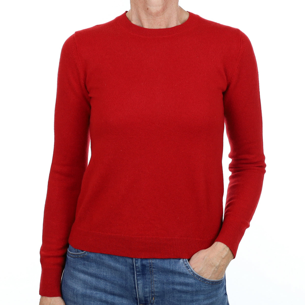 Post Box Red Cashmere Crew Neck Jumper Small