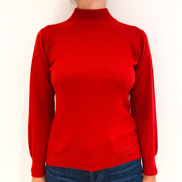 Scarlet Red Cashmere Turtle Neck Jumper Small