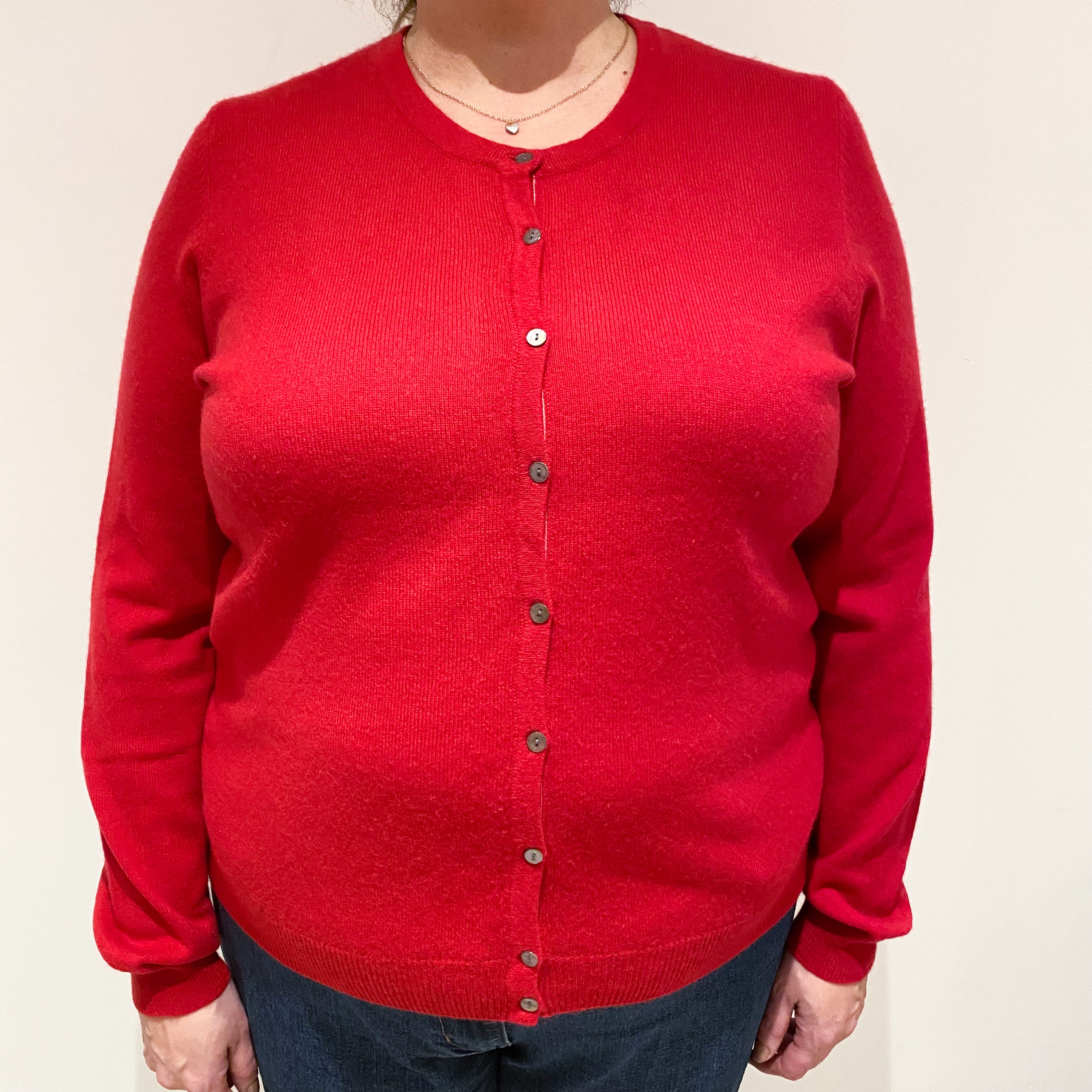 Postbox Red Cashmere Crew Cardigan Extra Large