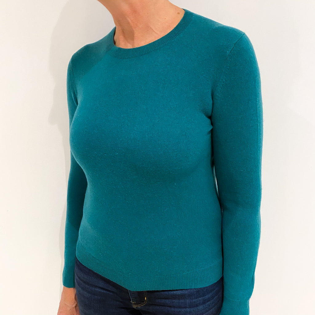 Shamrock Green Cashmere Crew Neck Jumper Medium