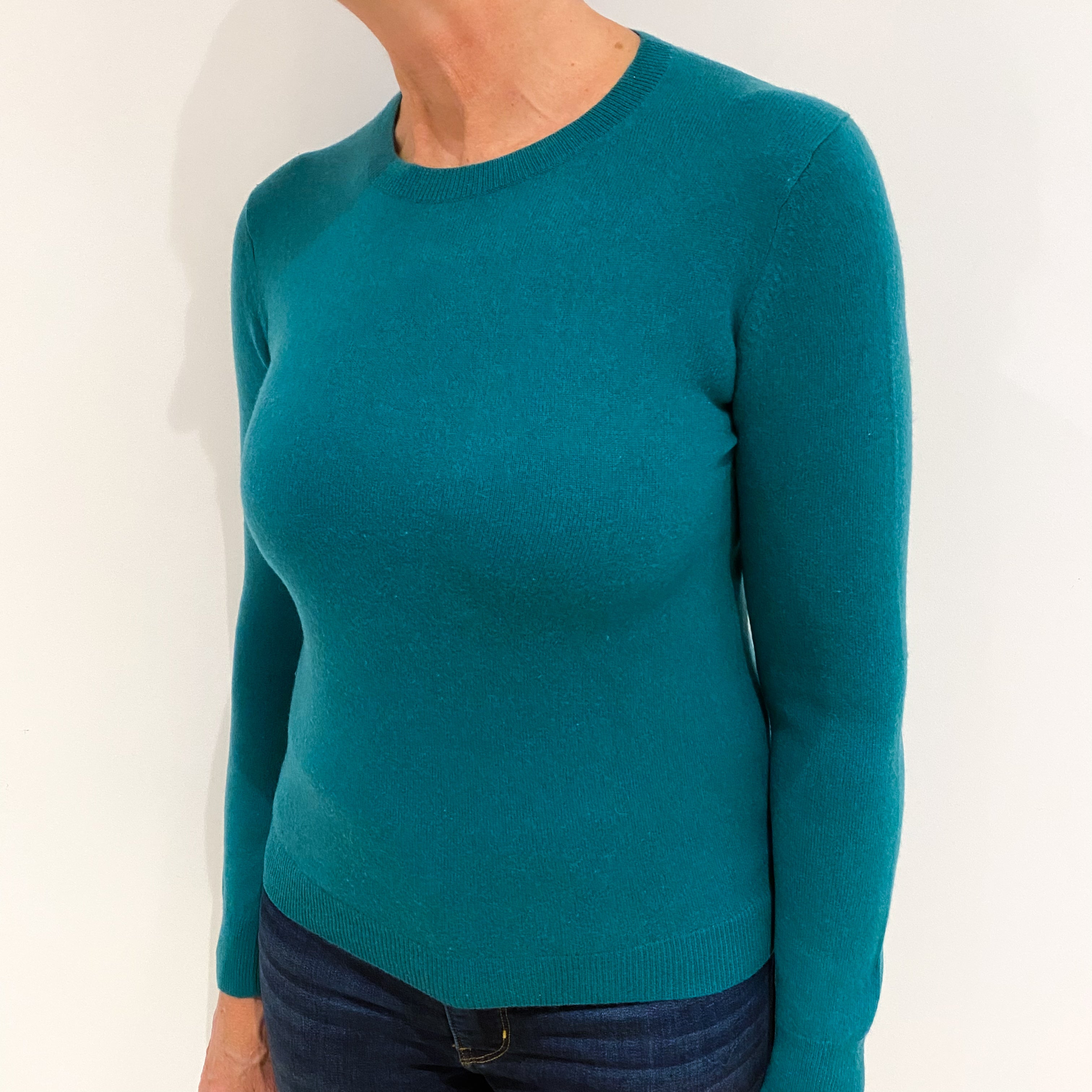 Shamrock Green Cashmere Crew Neck Jumper Medium