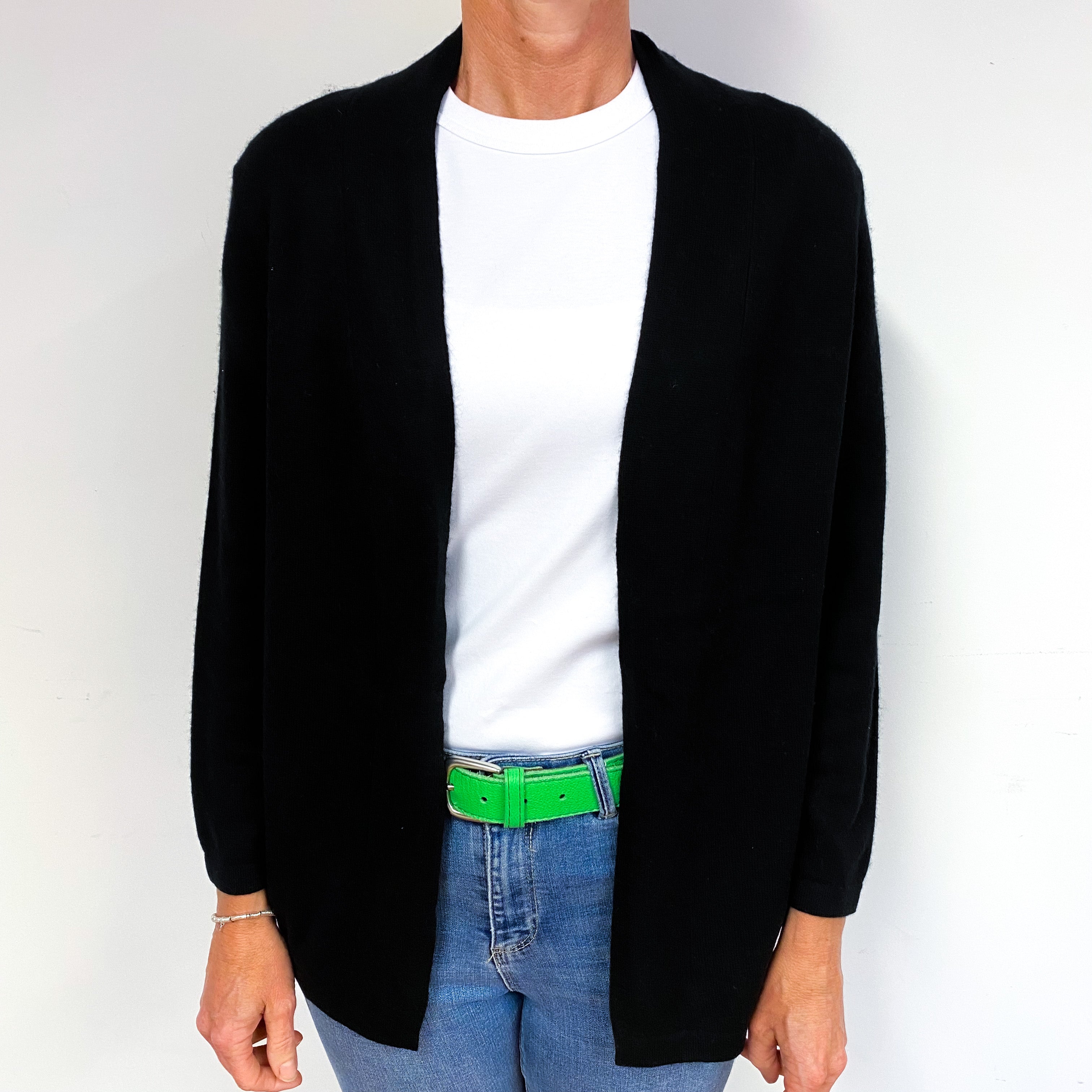 Black Cashmere Edge to Edge Cardigan Medium