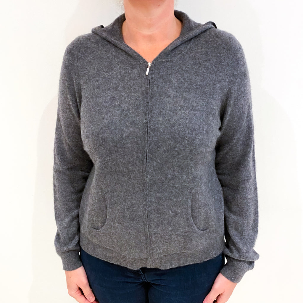 Slate Grey Cashmere Zip Up Hoodie Large