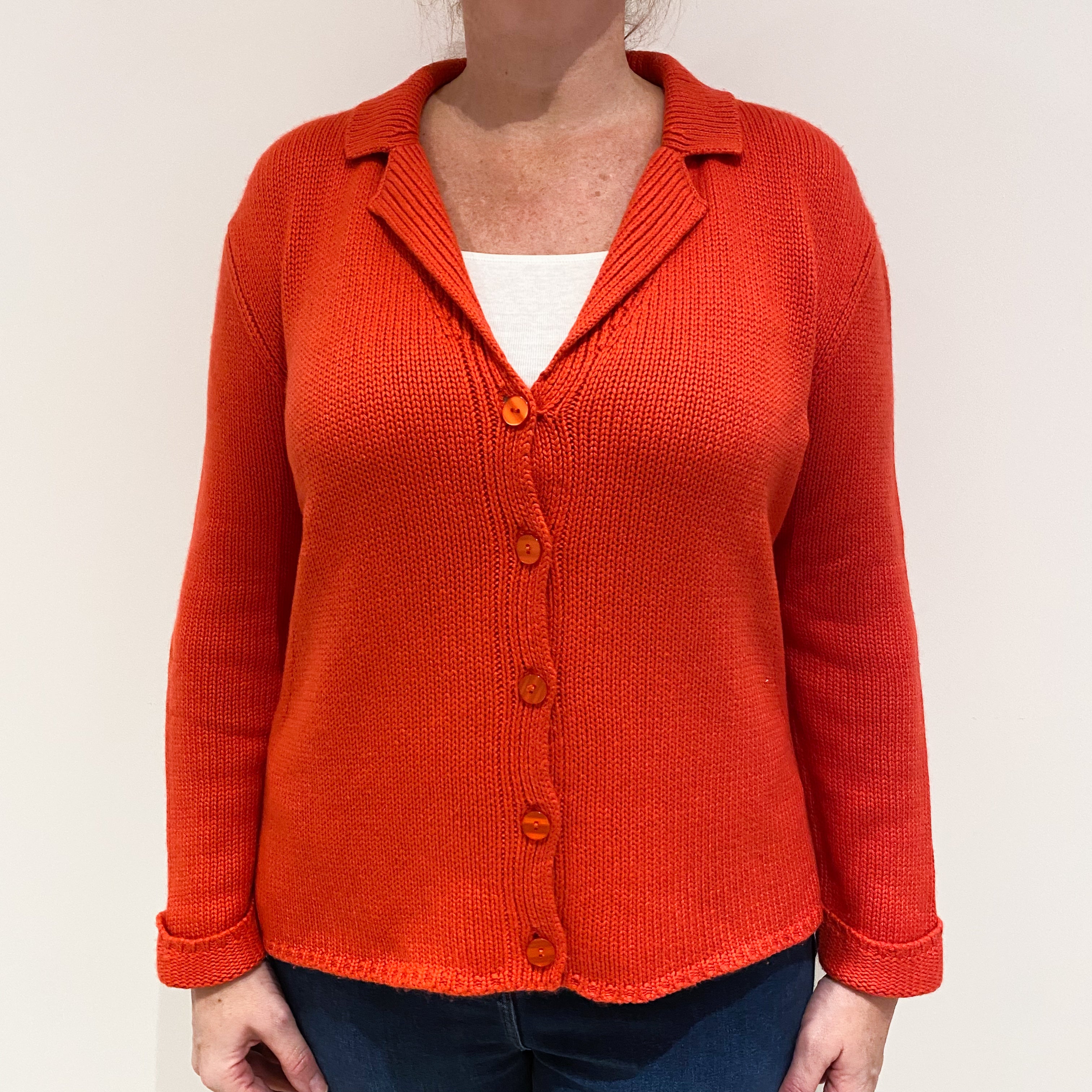 Tangerine Orange Cashmere Cardigan Large