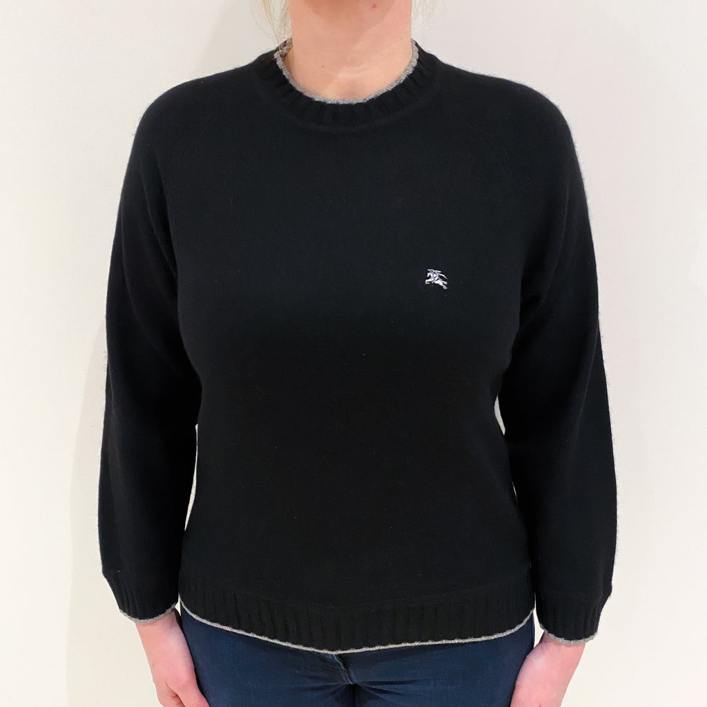 Golf Burberry Black Cashmere Crew Neck Jumper Large