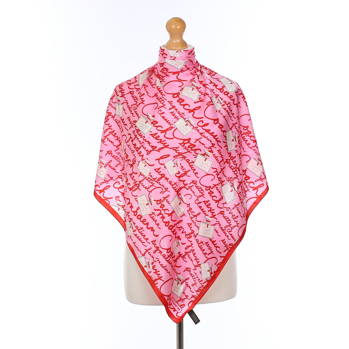 Coach Pink Perfume Bottles Silk Scarf