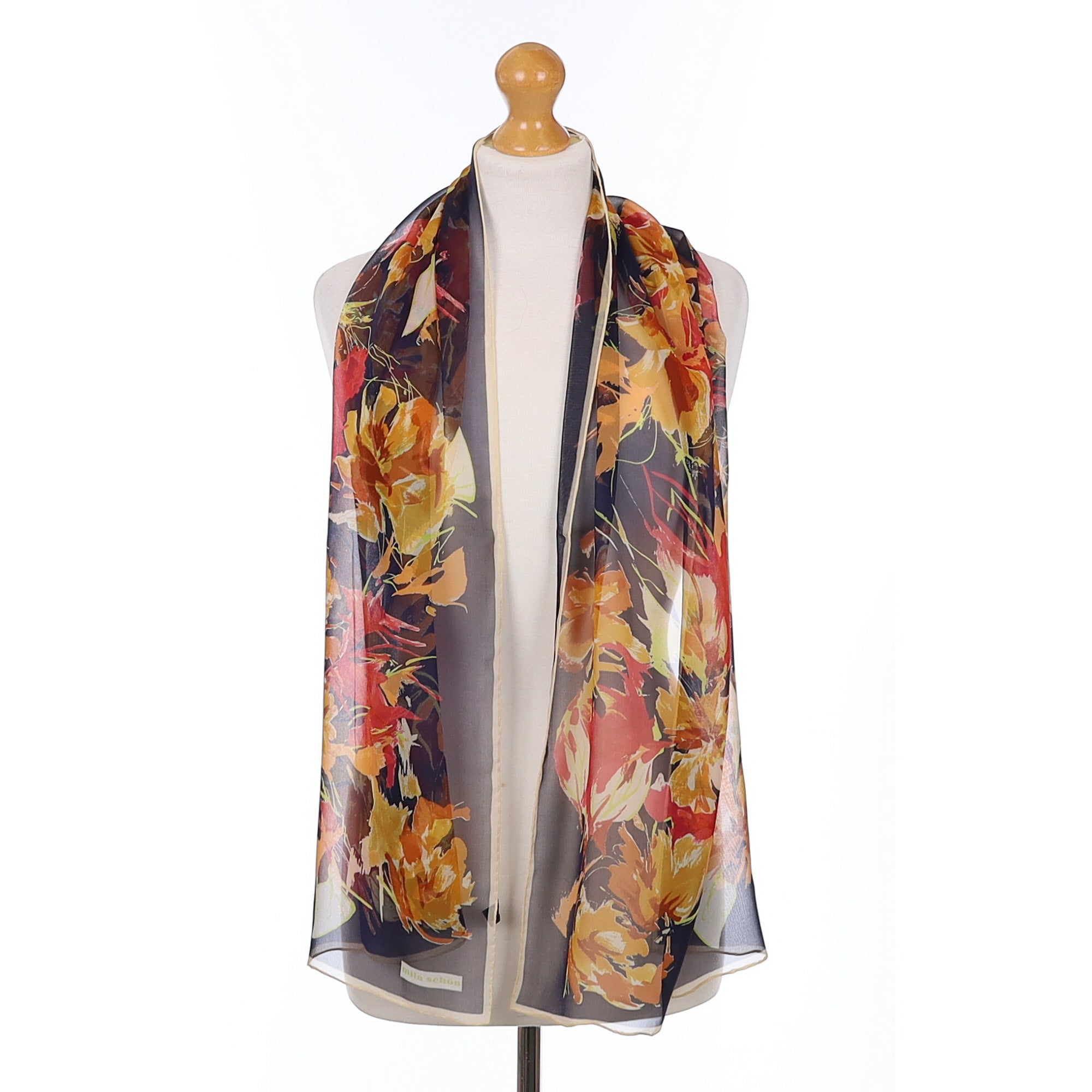 Mila Schön Autumn Leaves Silk Scarf