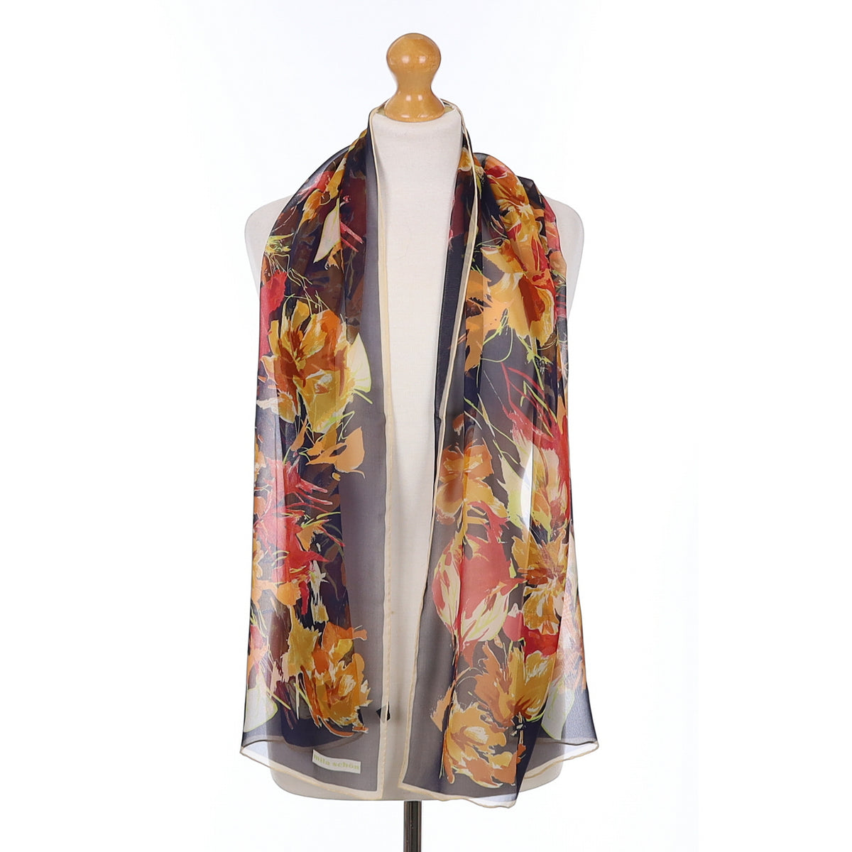 Mila Schön Autumn Leaves Silk Scarf