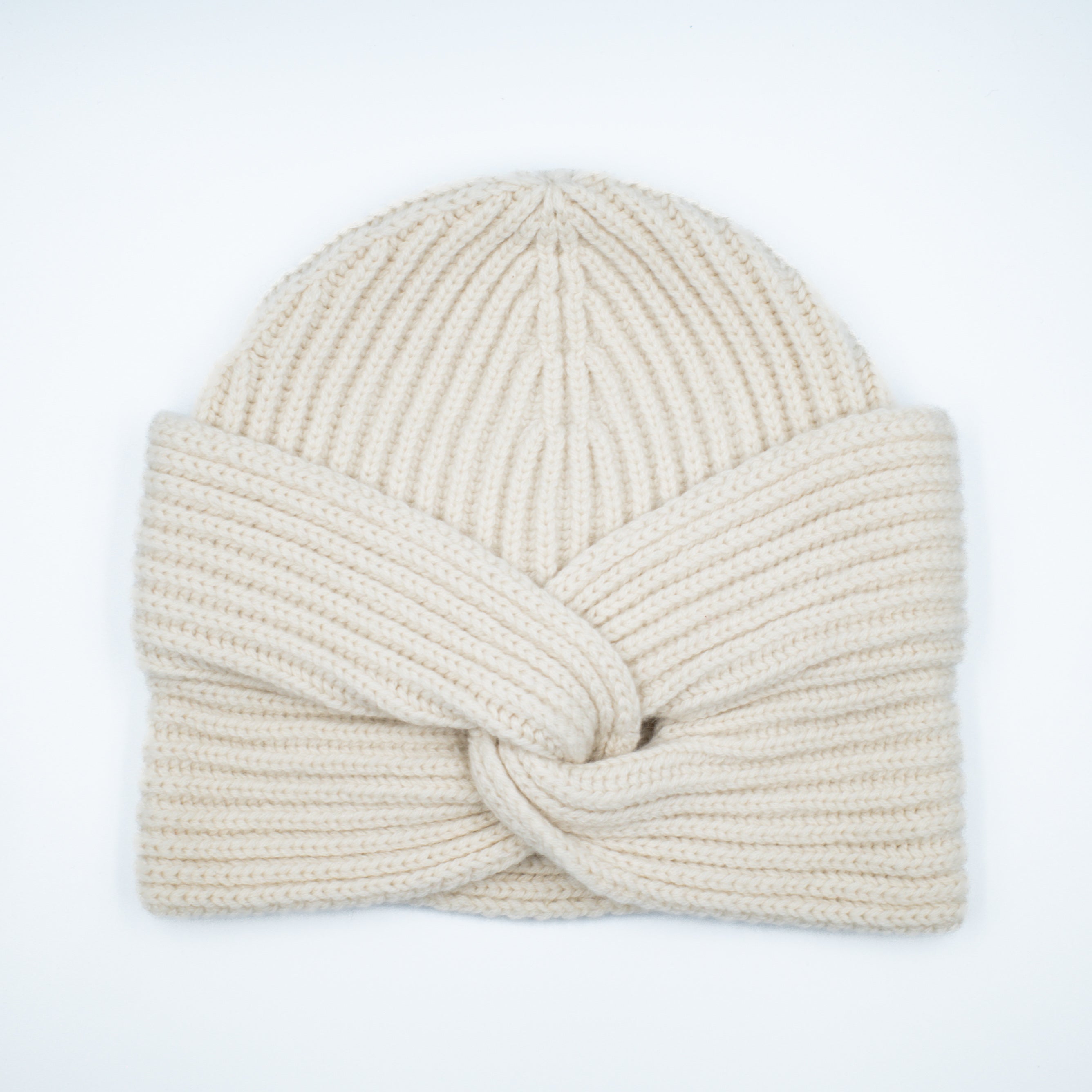 Brand New Vanilla Ribbed Knit Turban Beanie Hat One Size