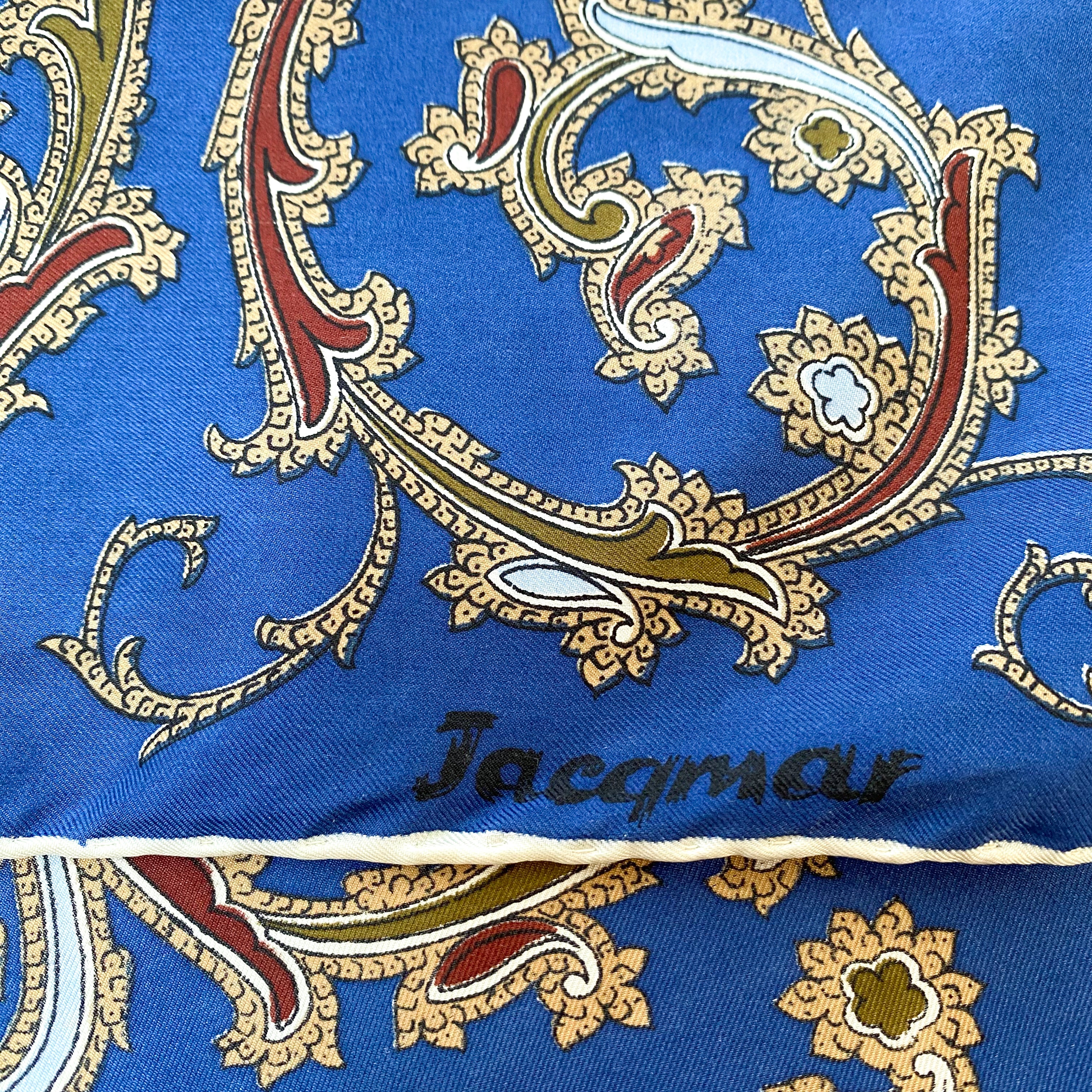 Vintage Jacqmar Blue Paisley Silk Scarf