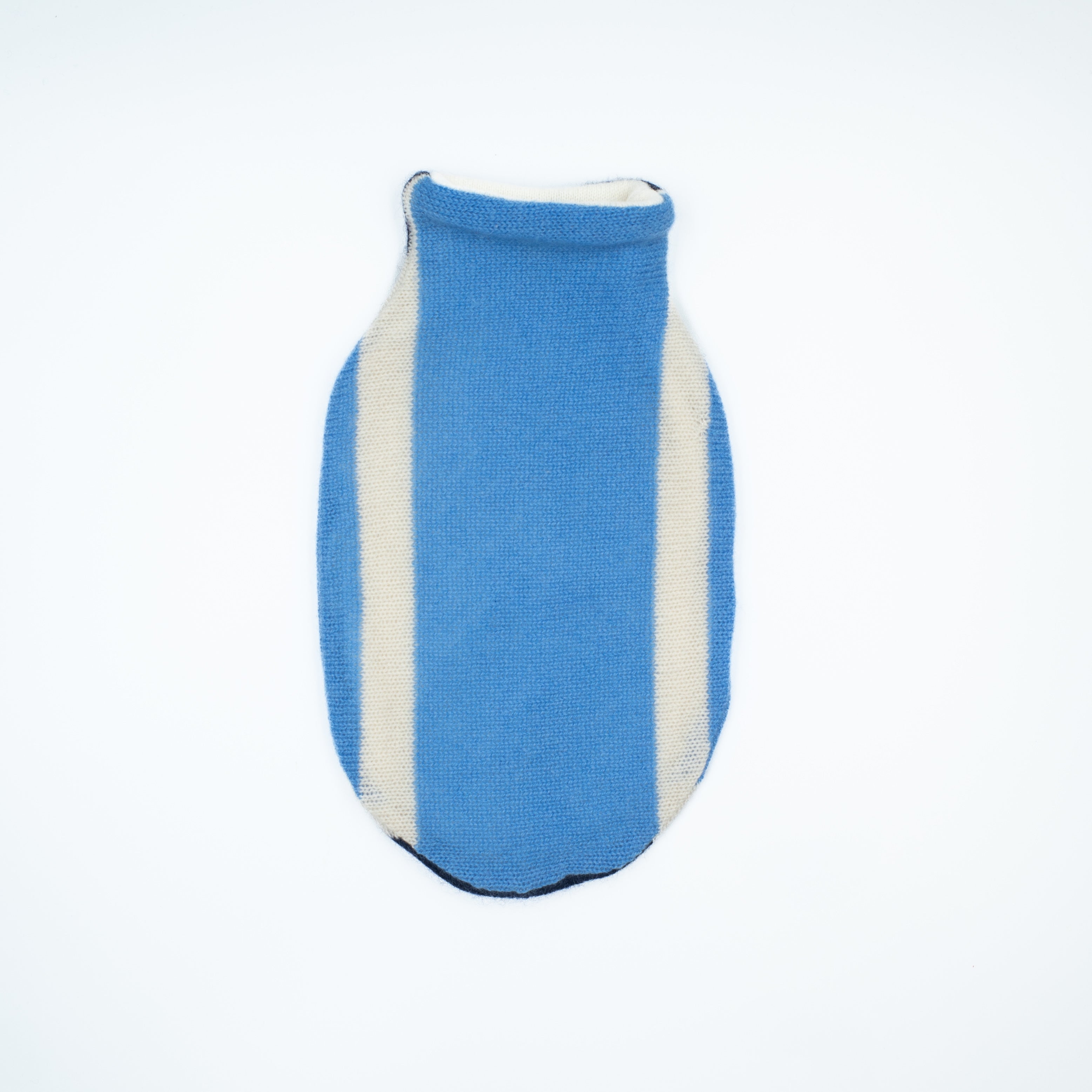 Blue and Cream Striped Cashmere Small Hot Water Bottle