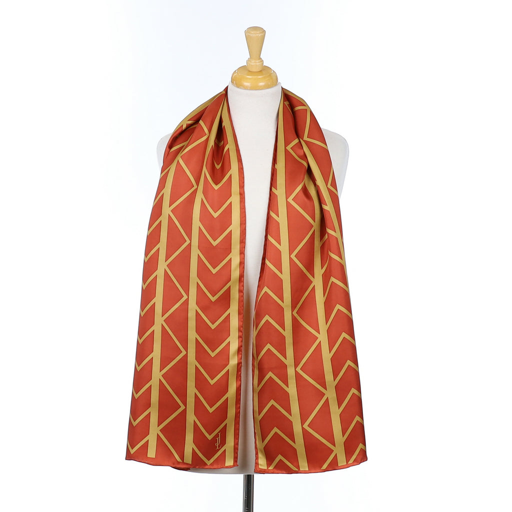 Jammers & Leufgen Geometric Orange Silk Scarf