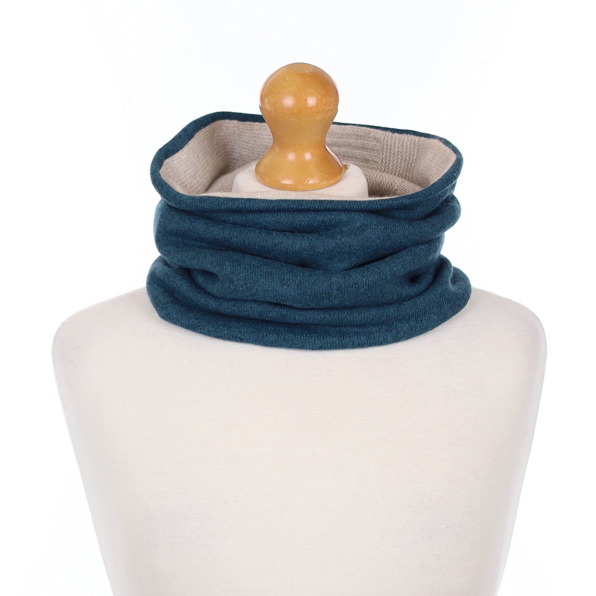 Teal and Fawn Textured Luxury Double Layered Snood