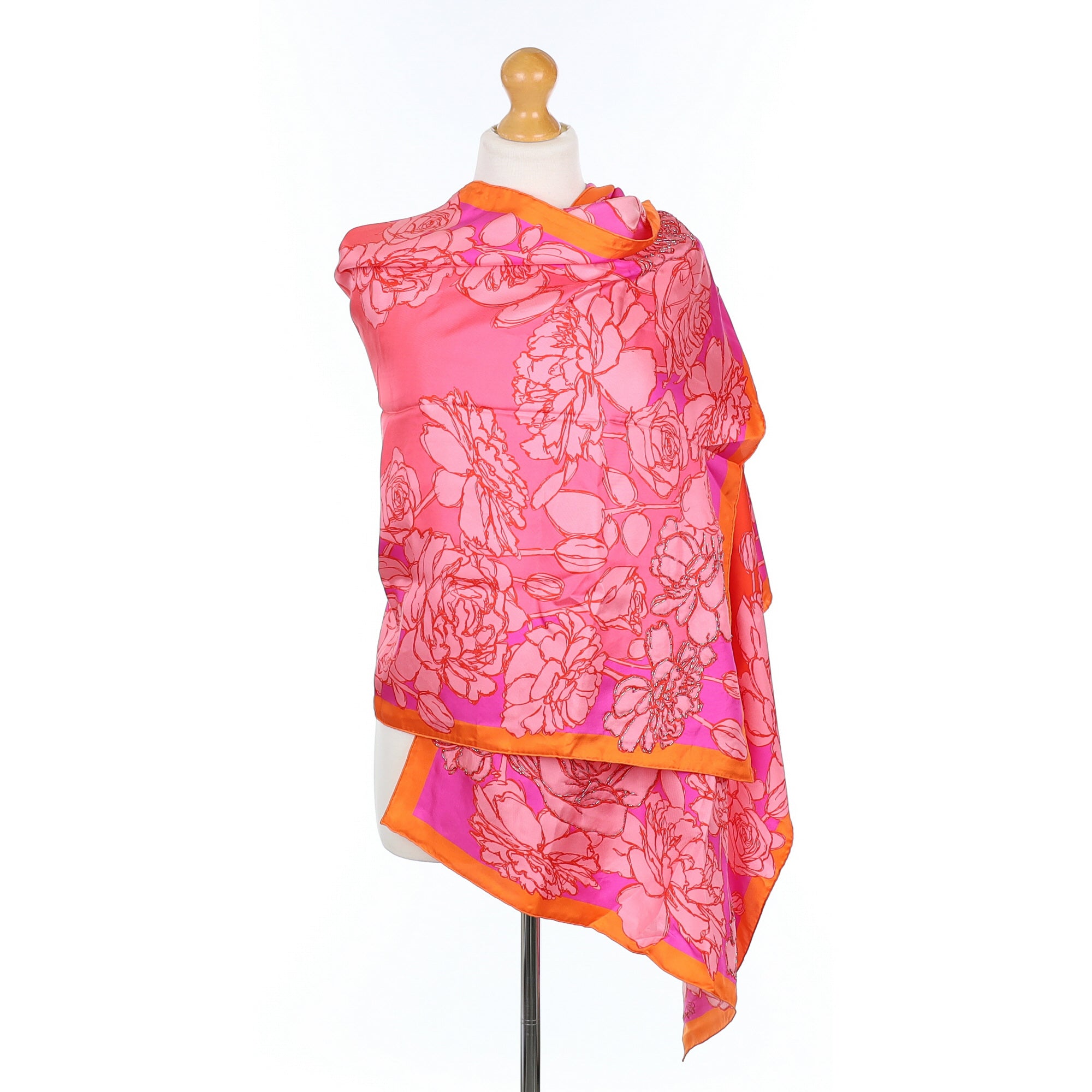 Unworn Boxed Chopard Floral Beaded Wrap Silk Scarf