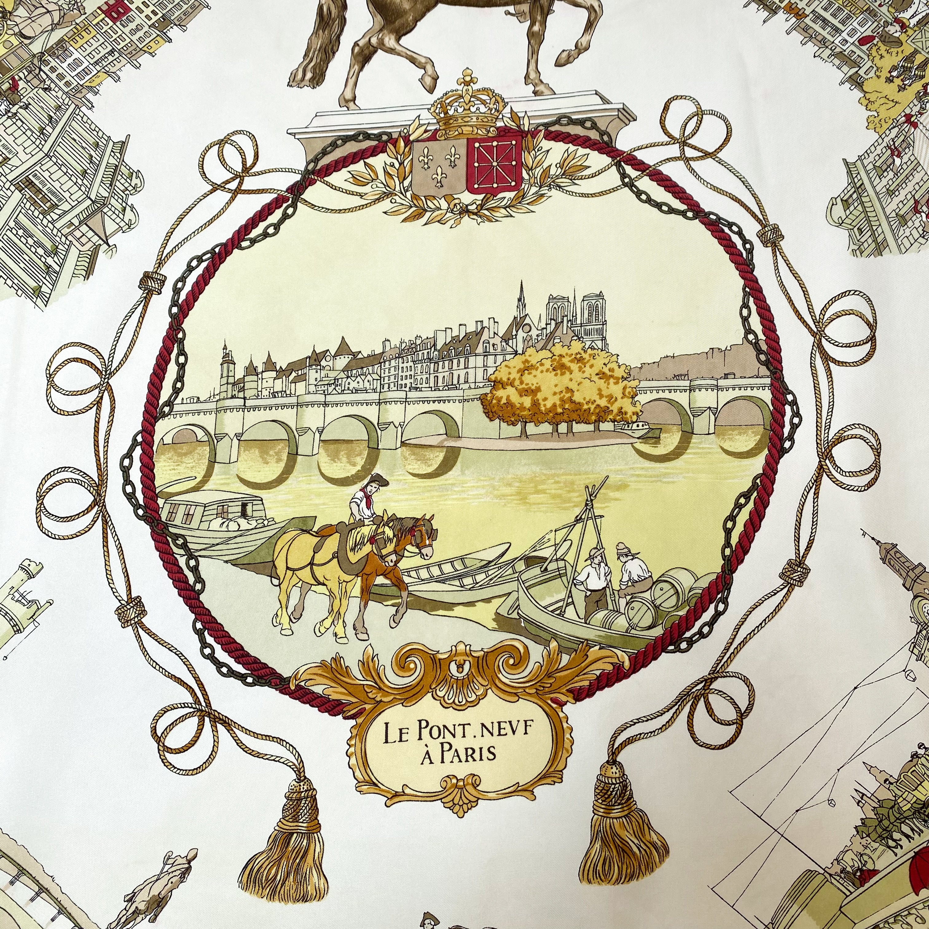 Rare Boxed Hermès Le Pont Neuf À Paris Silk Scarf