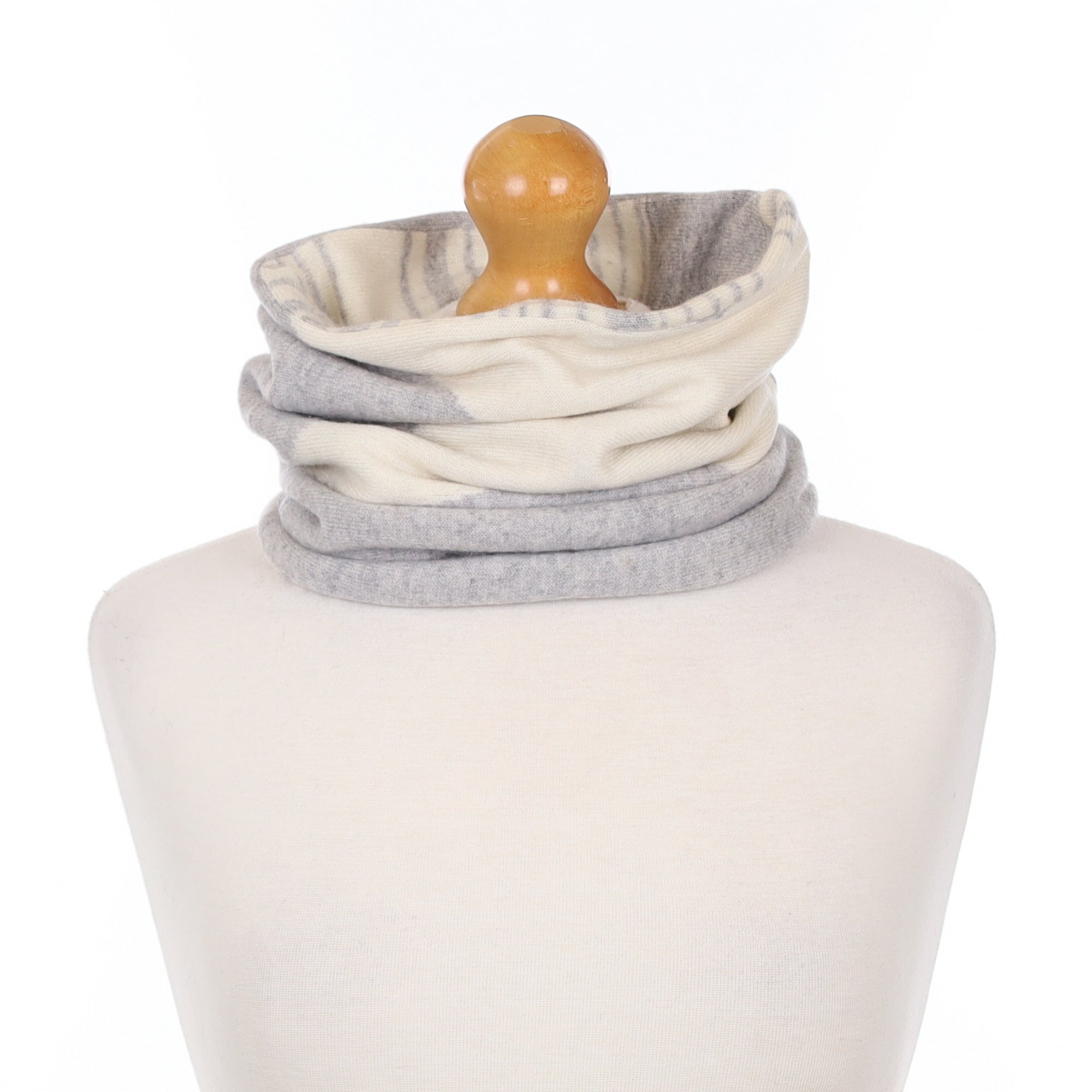 Grey and Ivory Stripe Luxury Double Layered Snood