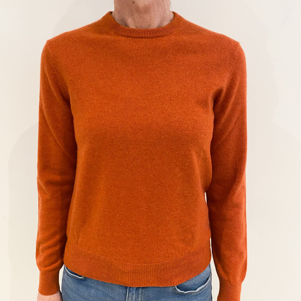 Pumpkin Orange Cashmere Crew Neck Jumper Small