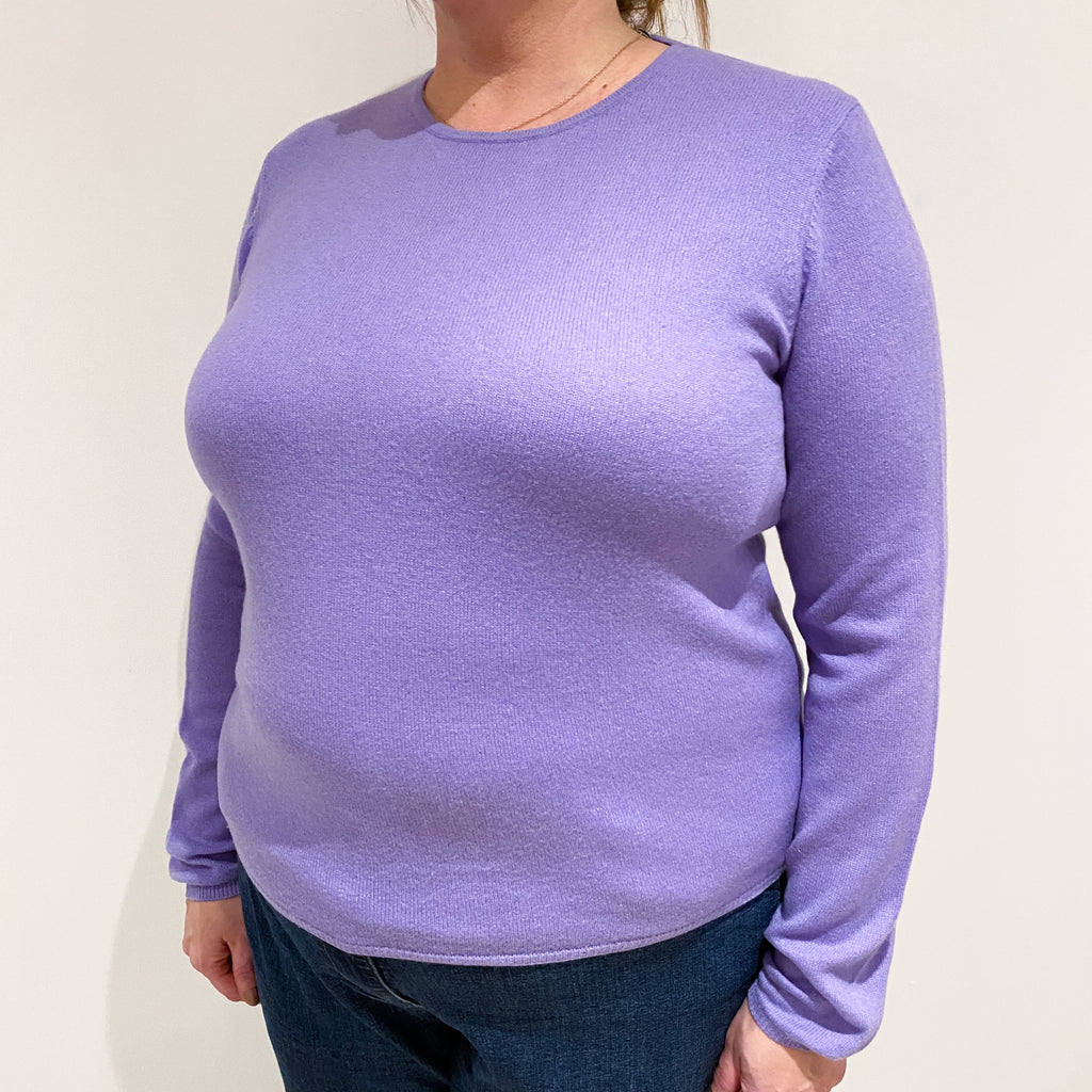Periwinkle Purple Cashmere Crew Neck Jumper Extra Large
