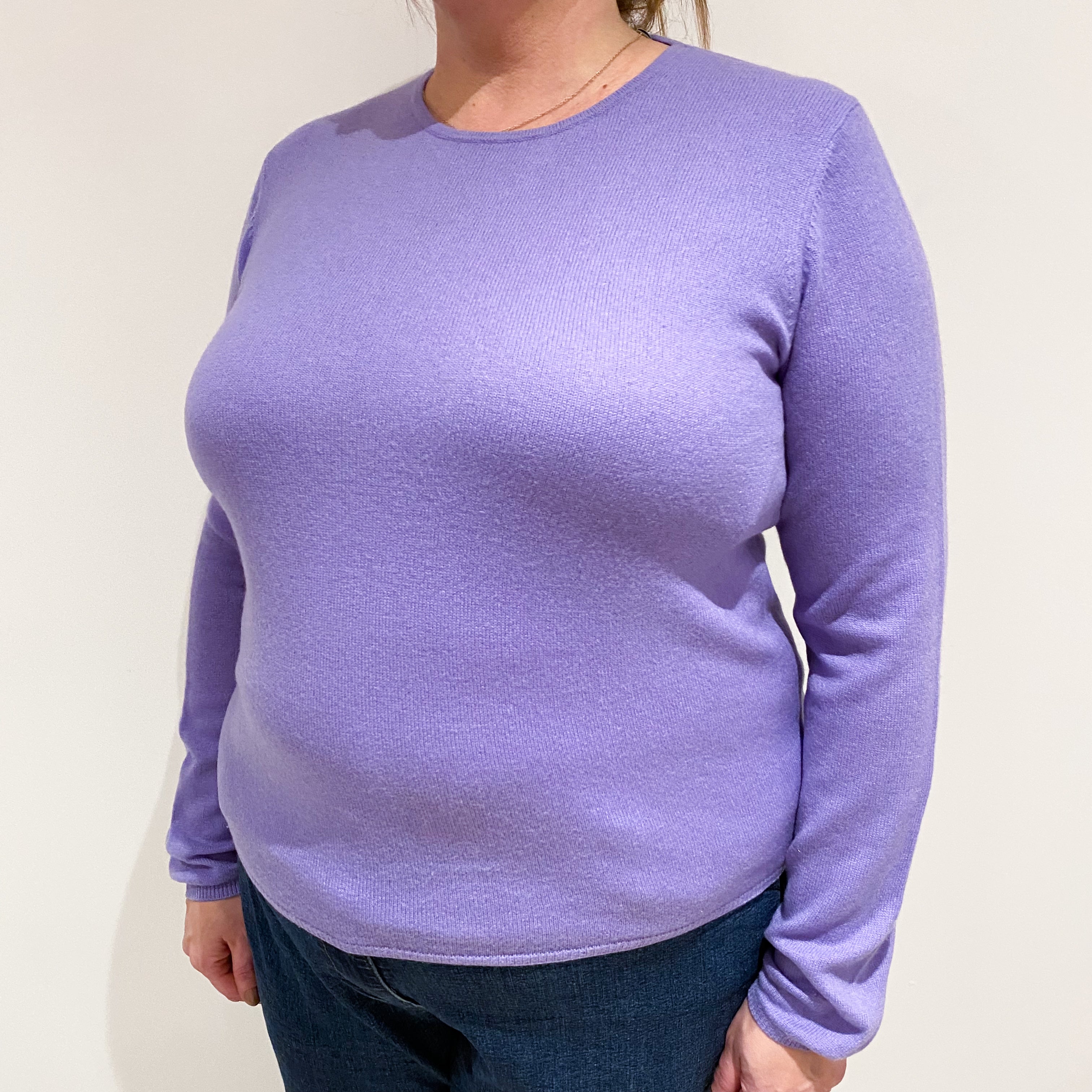 Periwinkle Purple Cashmere Crew Neck Jumper Extra Large