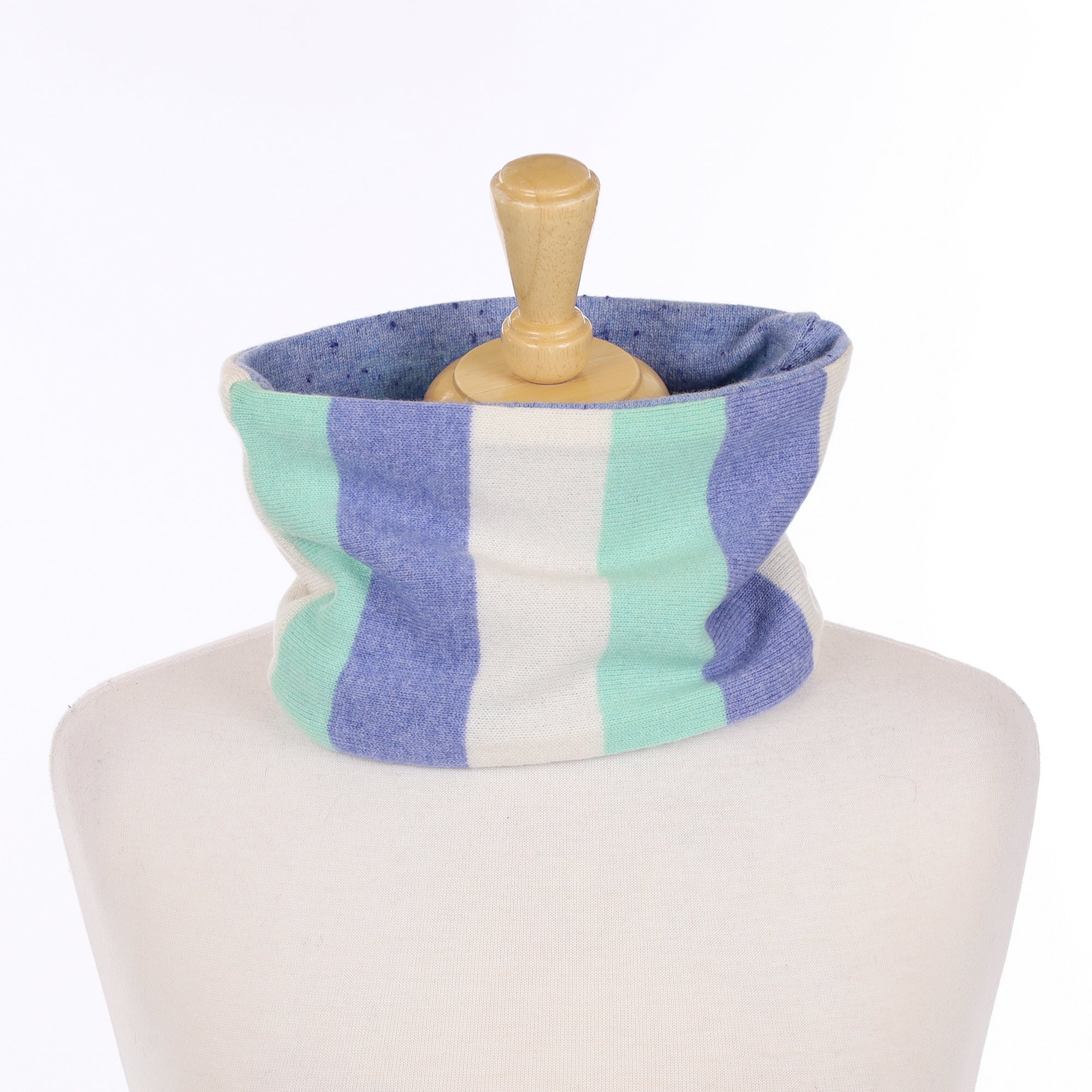 Mint and Sky Blue Vertical Stripe Neck Warmer