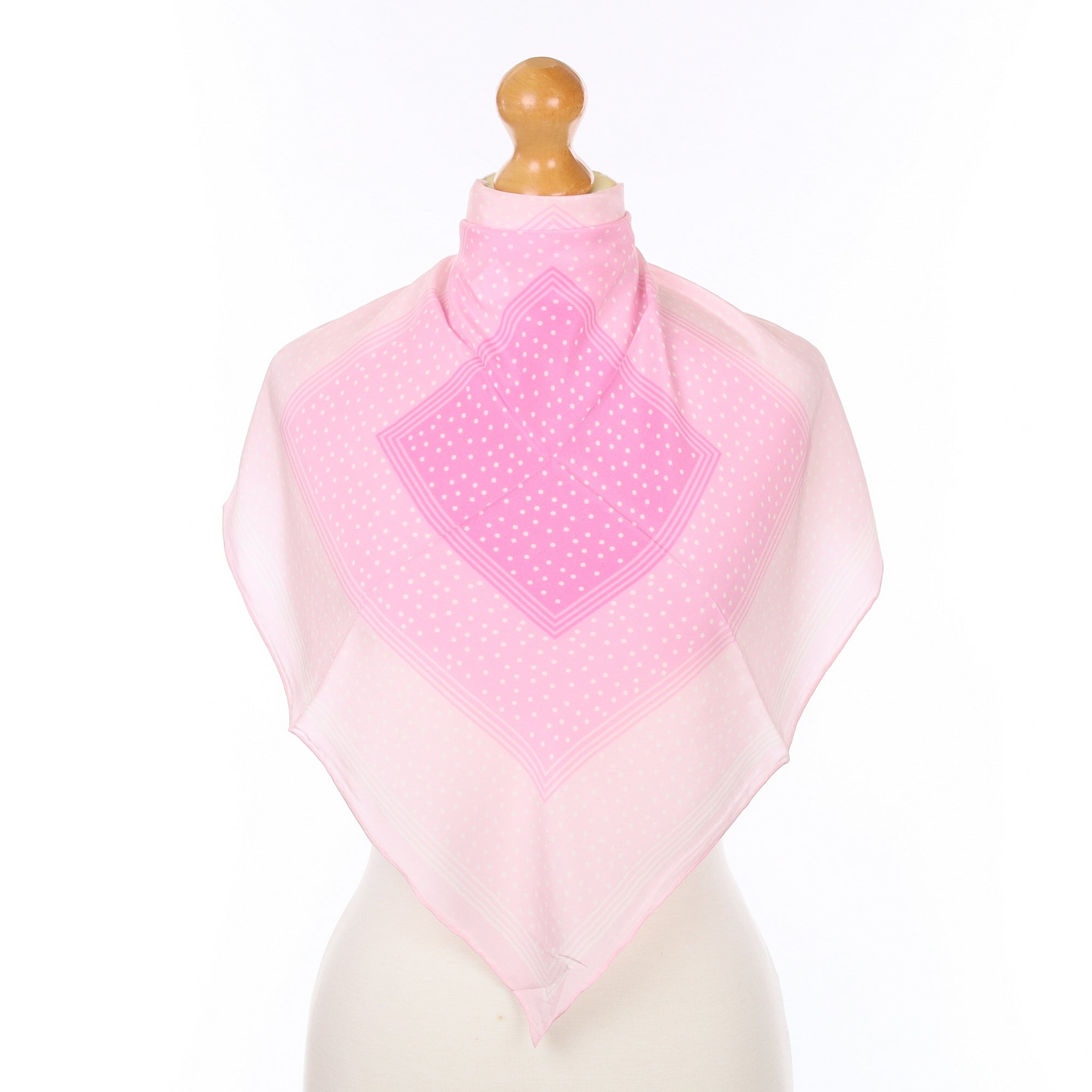 Pink and White Spotted Silk Scarf