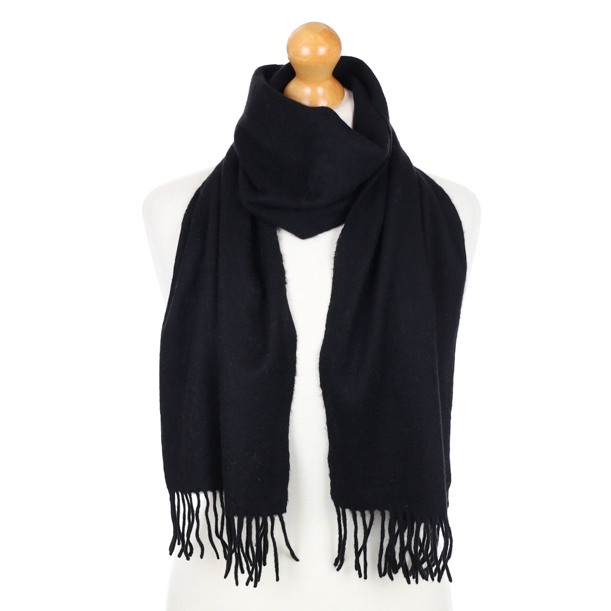 Black Fringed Cashmere Woven Scarf