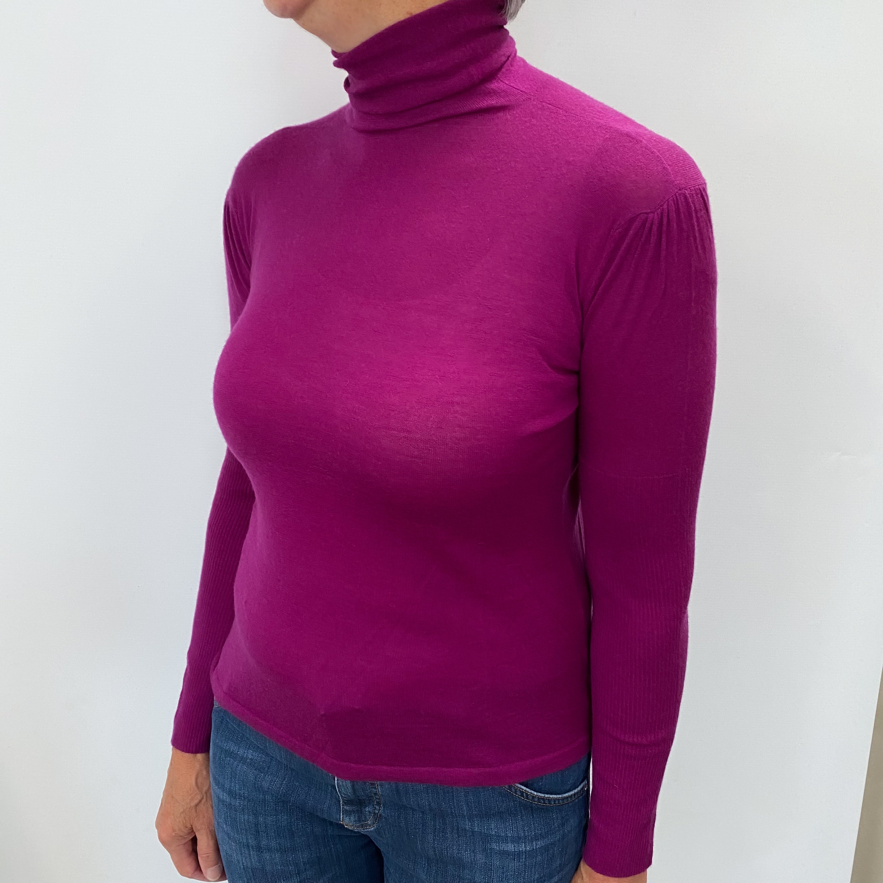Neiman Marcus Viola Purple Cashmere Polo Neck Jumper Medium