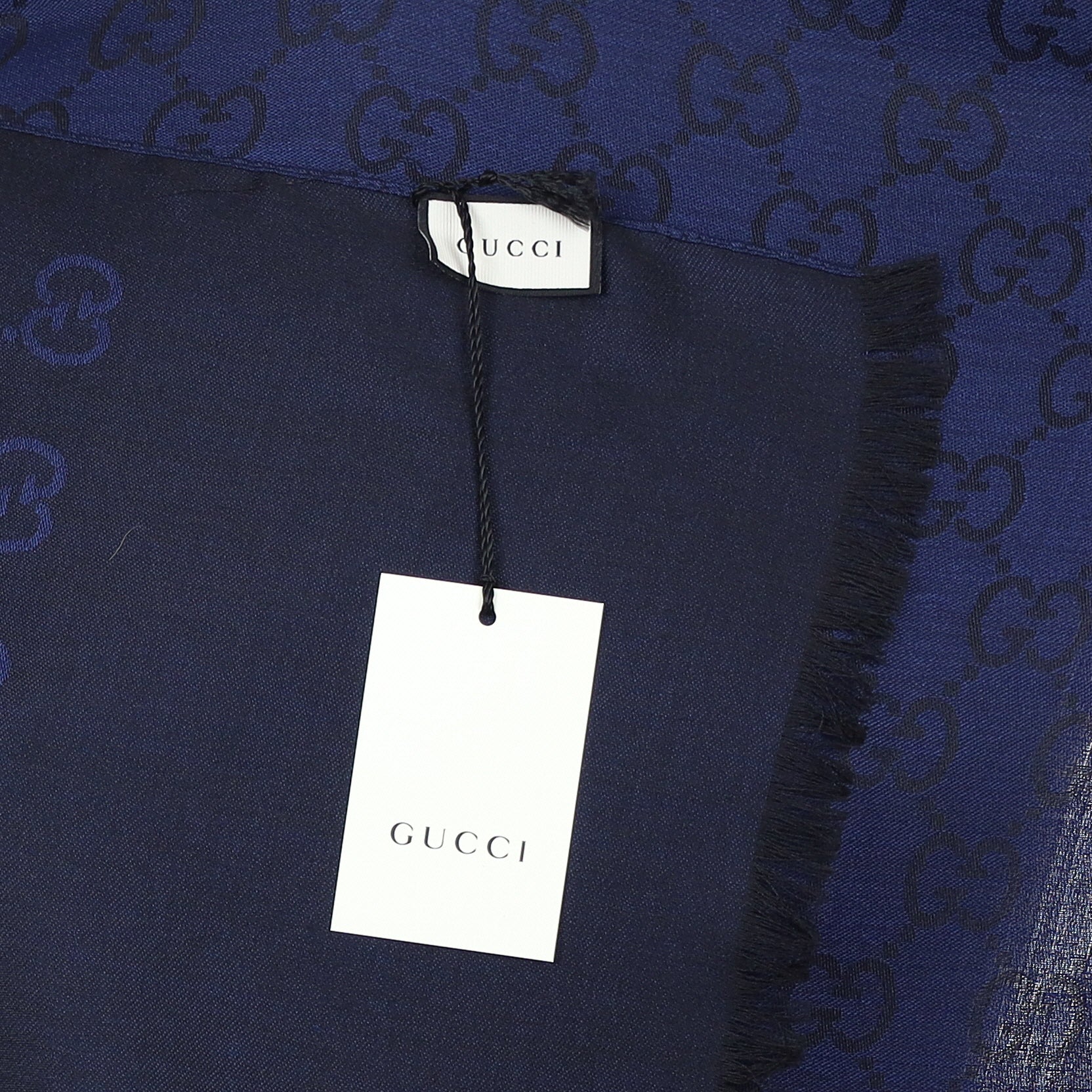 Brand New Gucci Navy Wool Silk Wrap