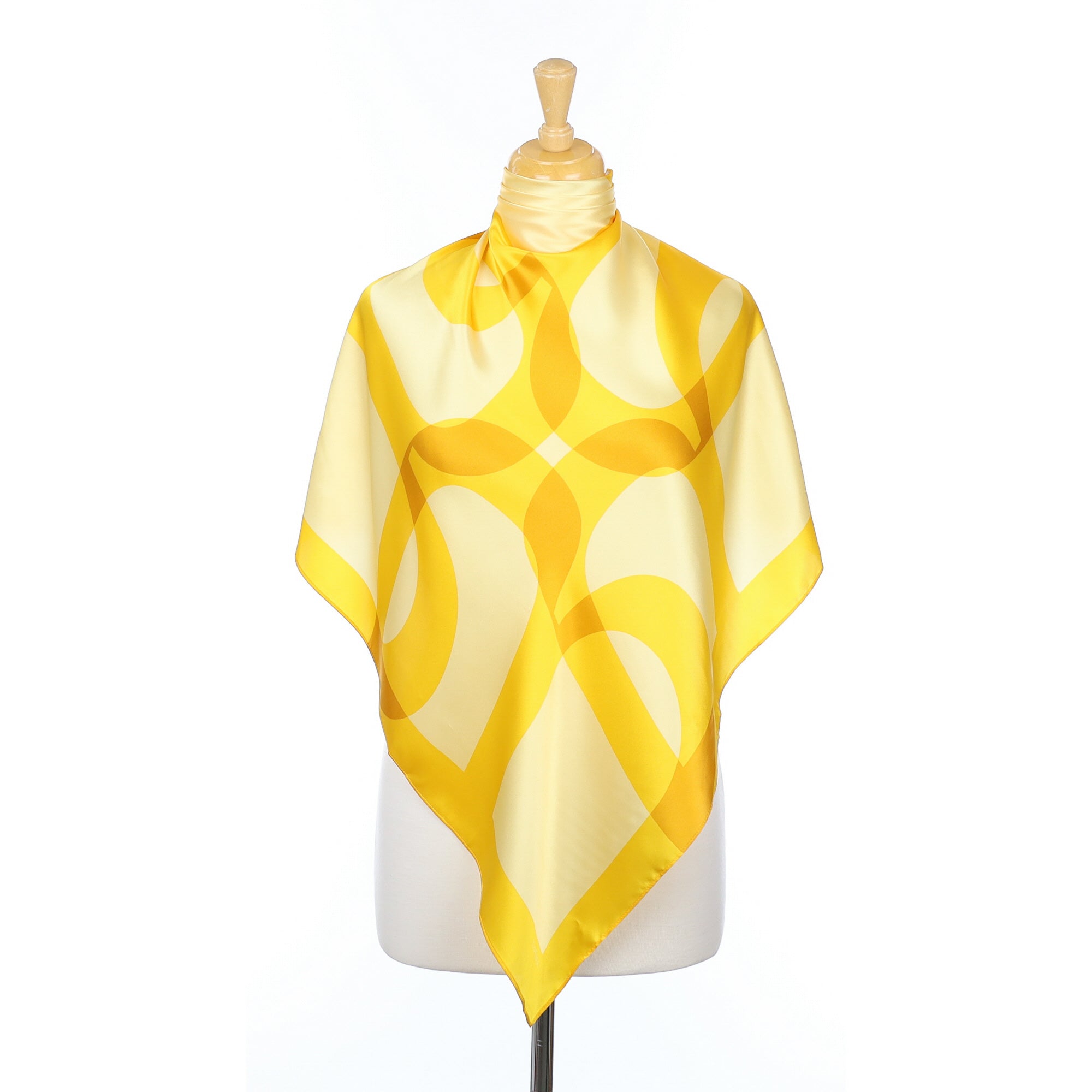 Contemporary Yellow Geometric Silk Scarf