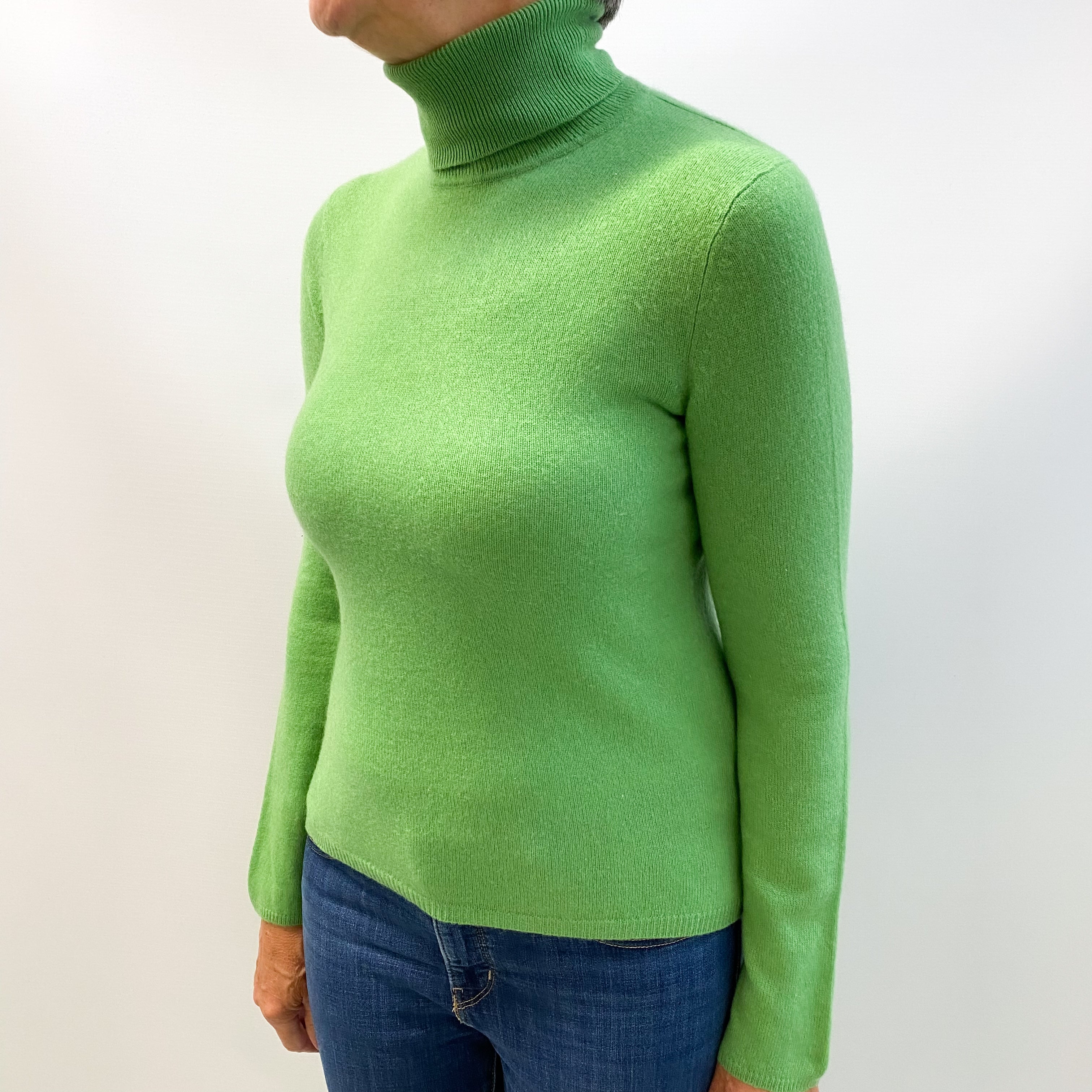 Jade Green Cashmere Polo Neck Jumper Medium