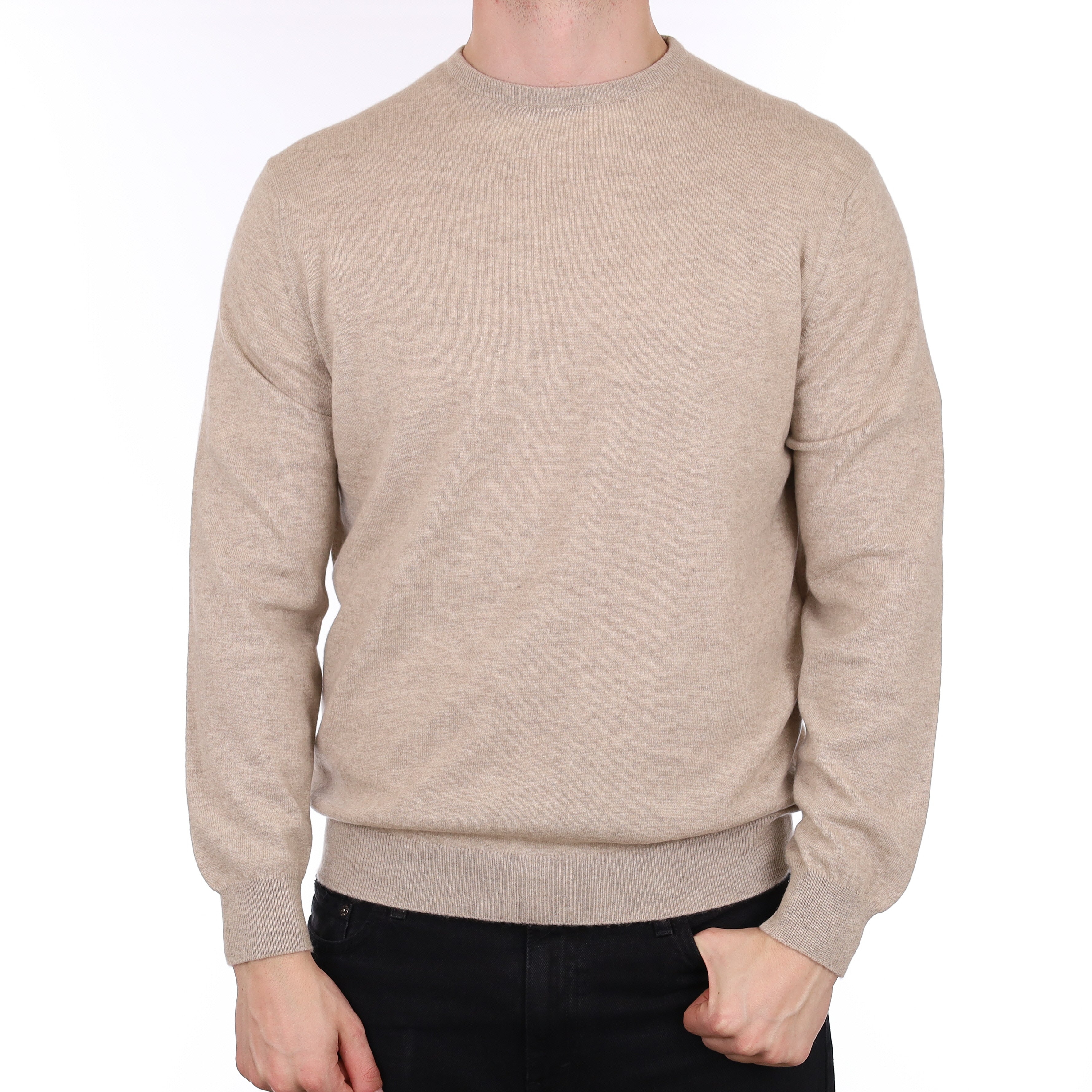 Men's Brand New Scottish Begg & Co Fawn Cashmere Crew Neck Jumper XL
