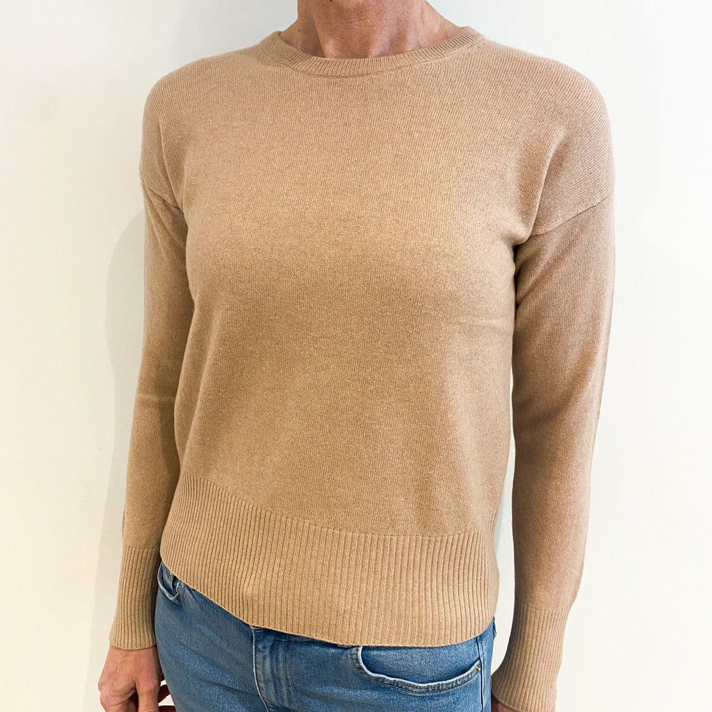 Dusky Pink Cashmere Crew Neck Jumper Small