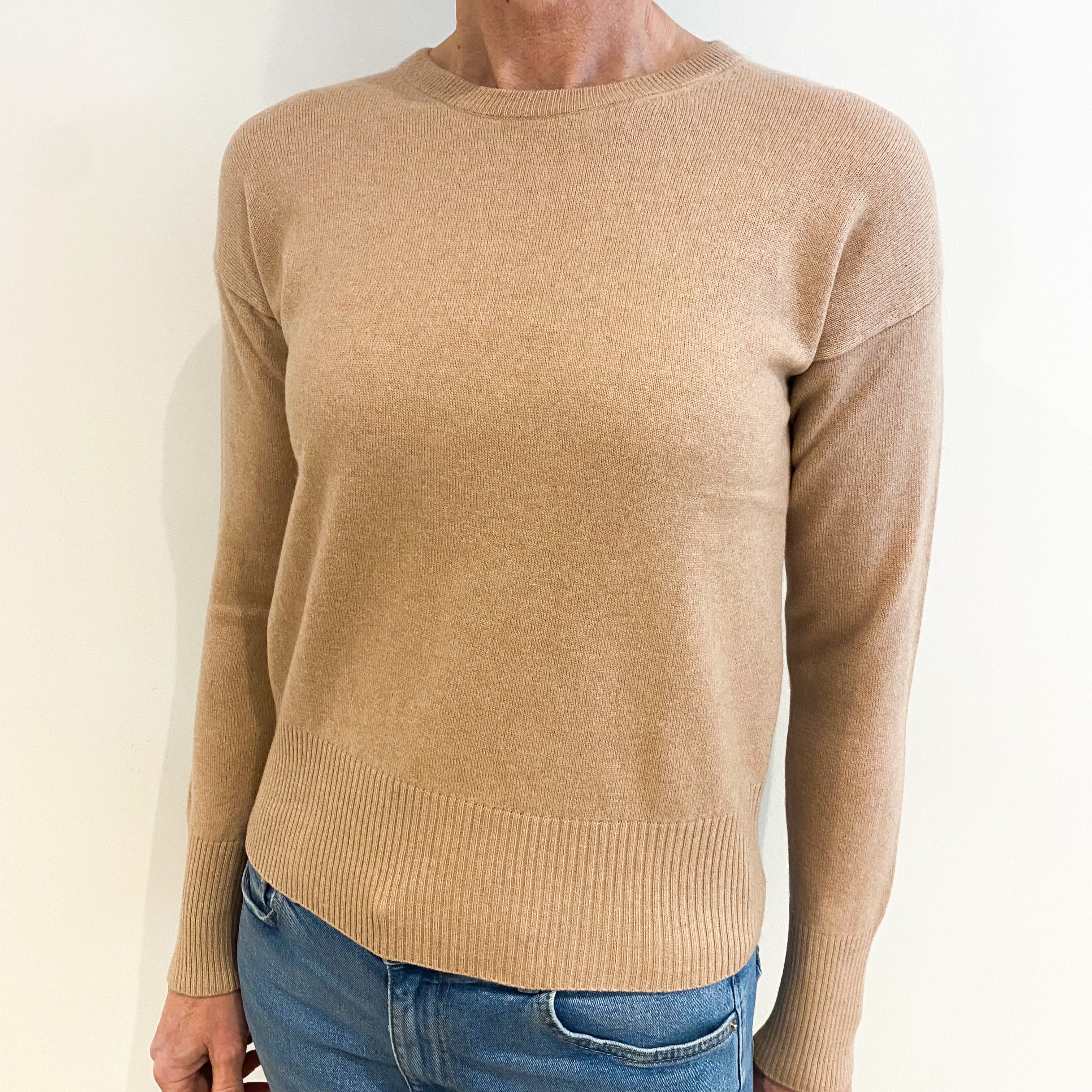 Dusky Pink Cashmere Crew Neck Jumper Small