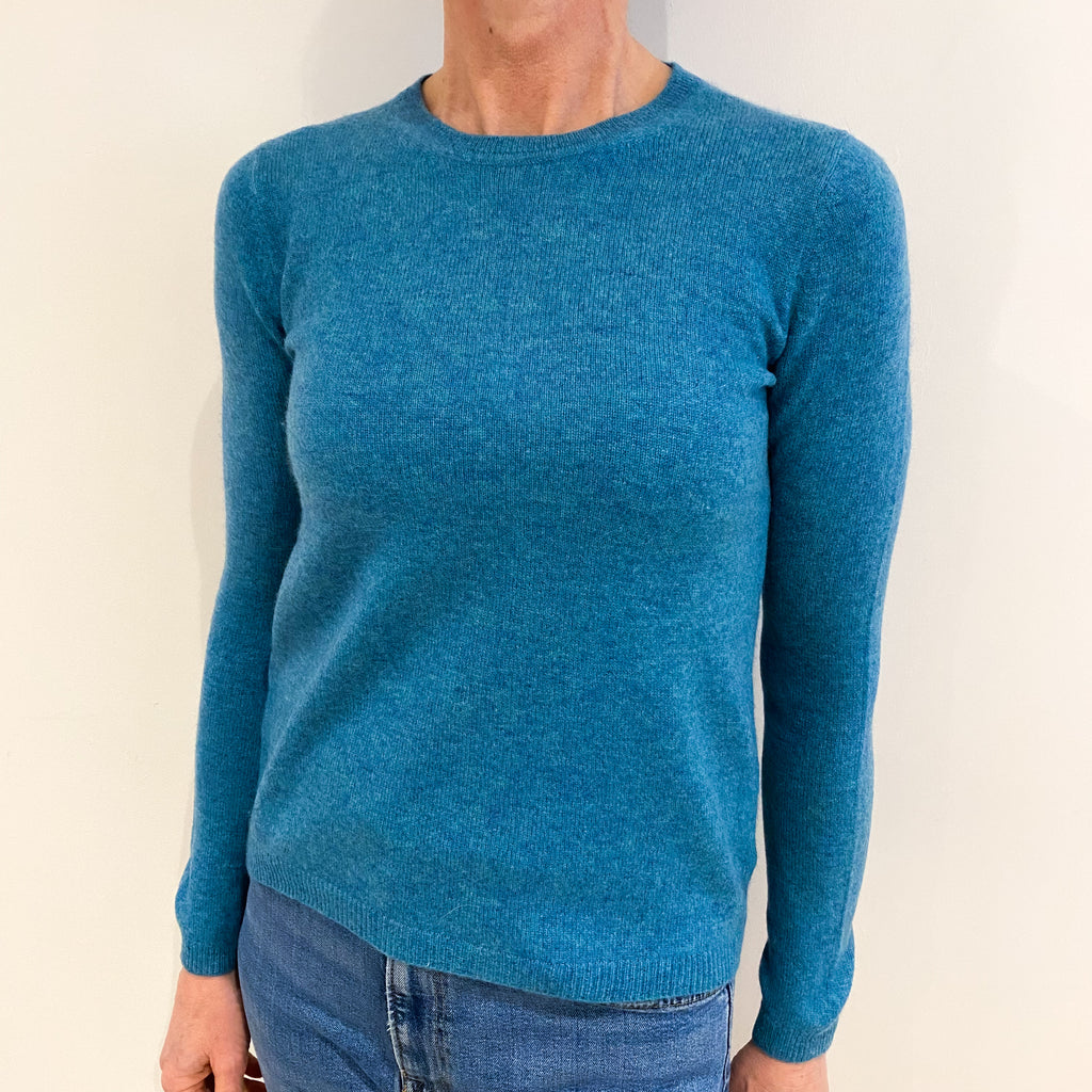 Aqua Blue Cashmere Crew Neck Jumper Small