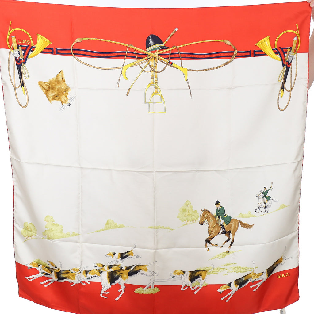 Brand New Gucci Fox Hunt Vintage Silk Scarf