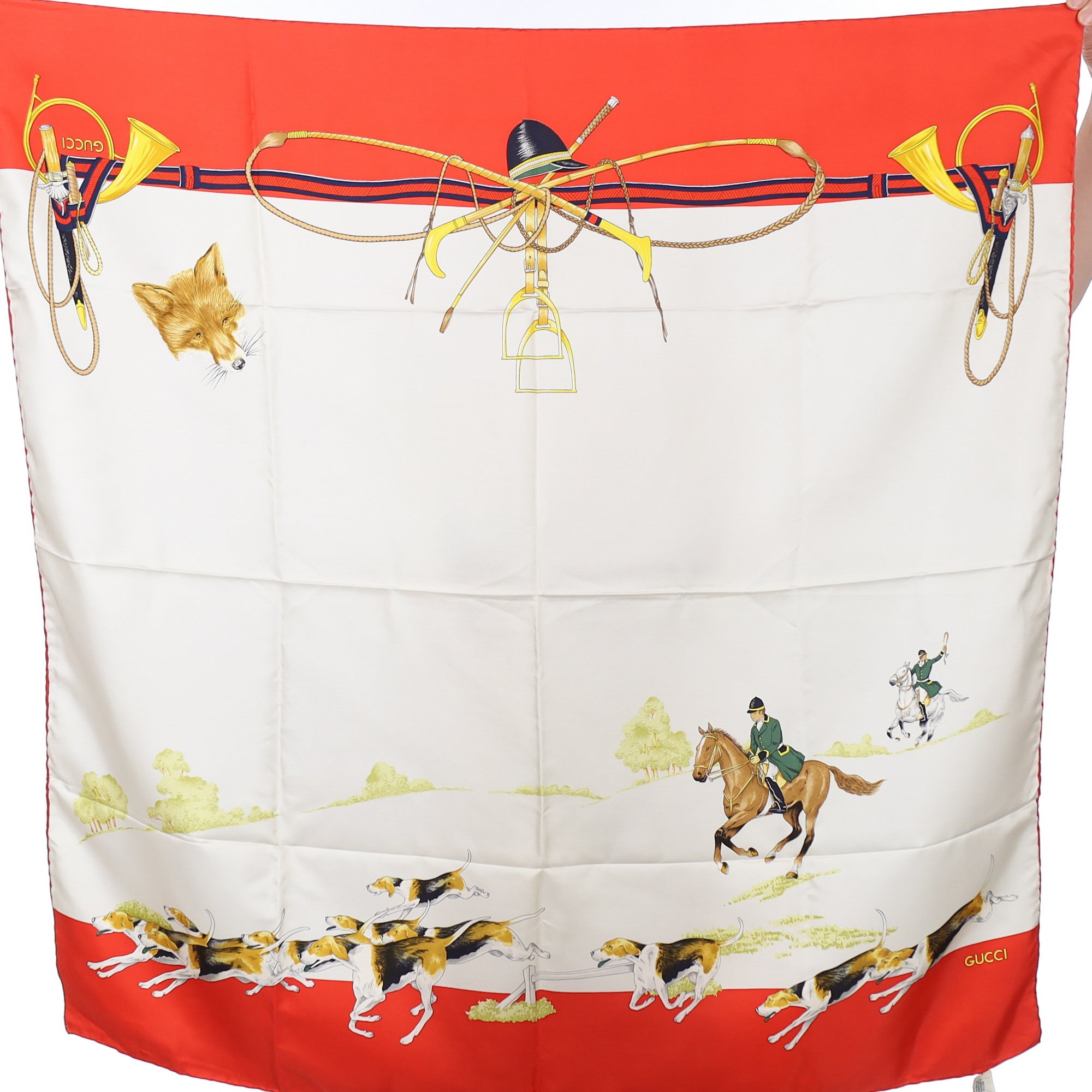 Brand New Gucci Fox Hunt Vintage Silk Scarf