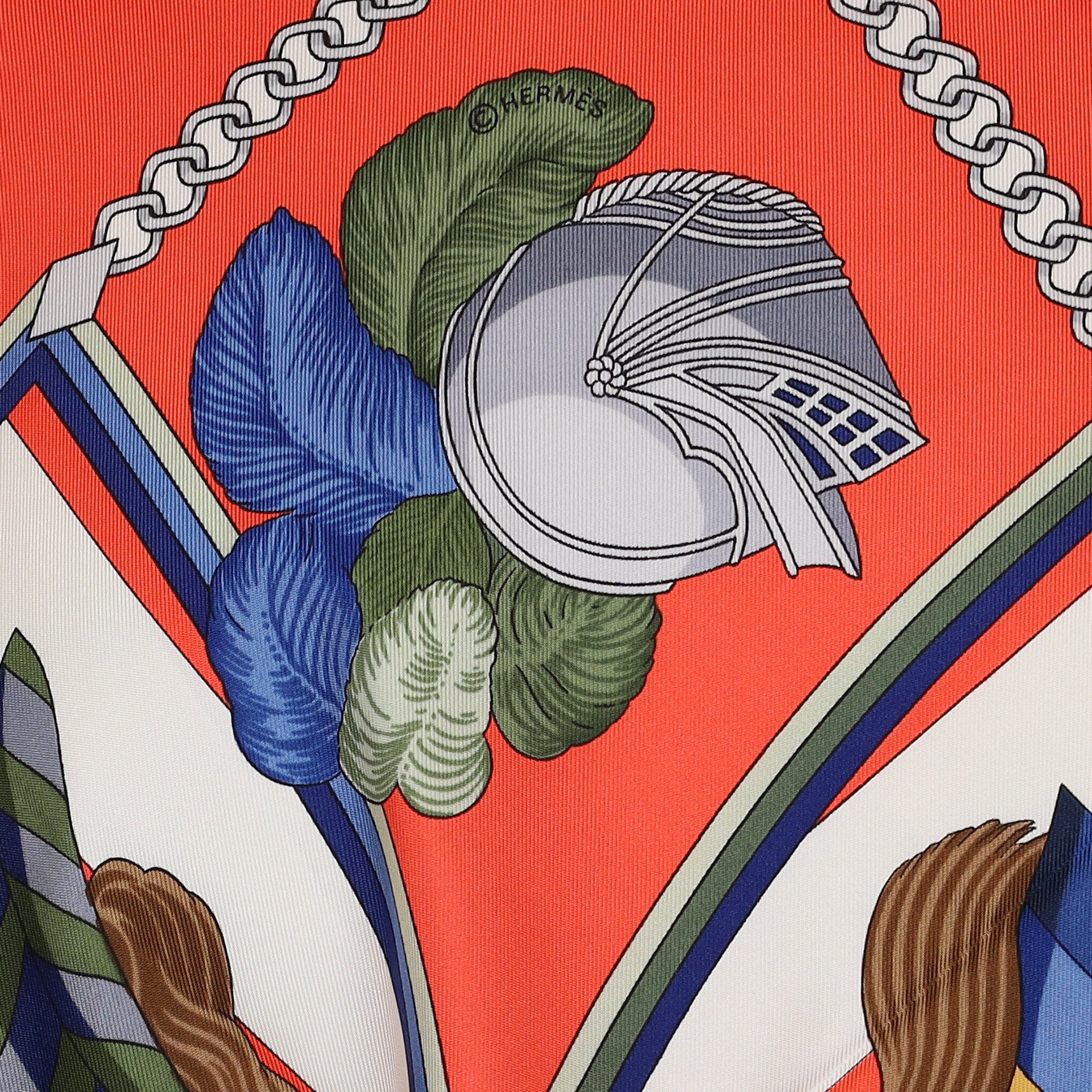 Brand New Boxed Hermès Chocs en Plumes Silk Scarf