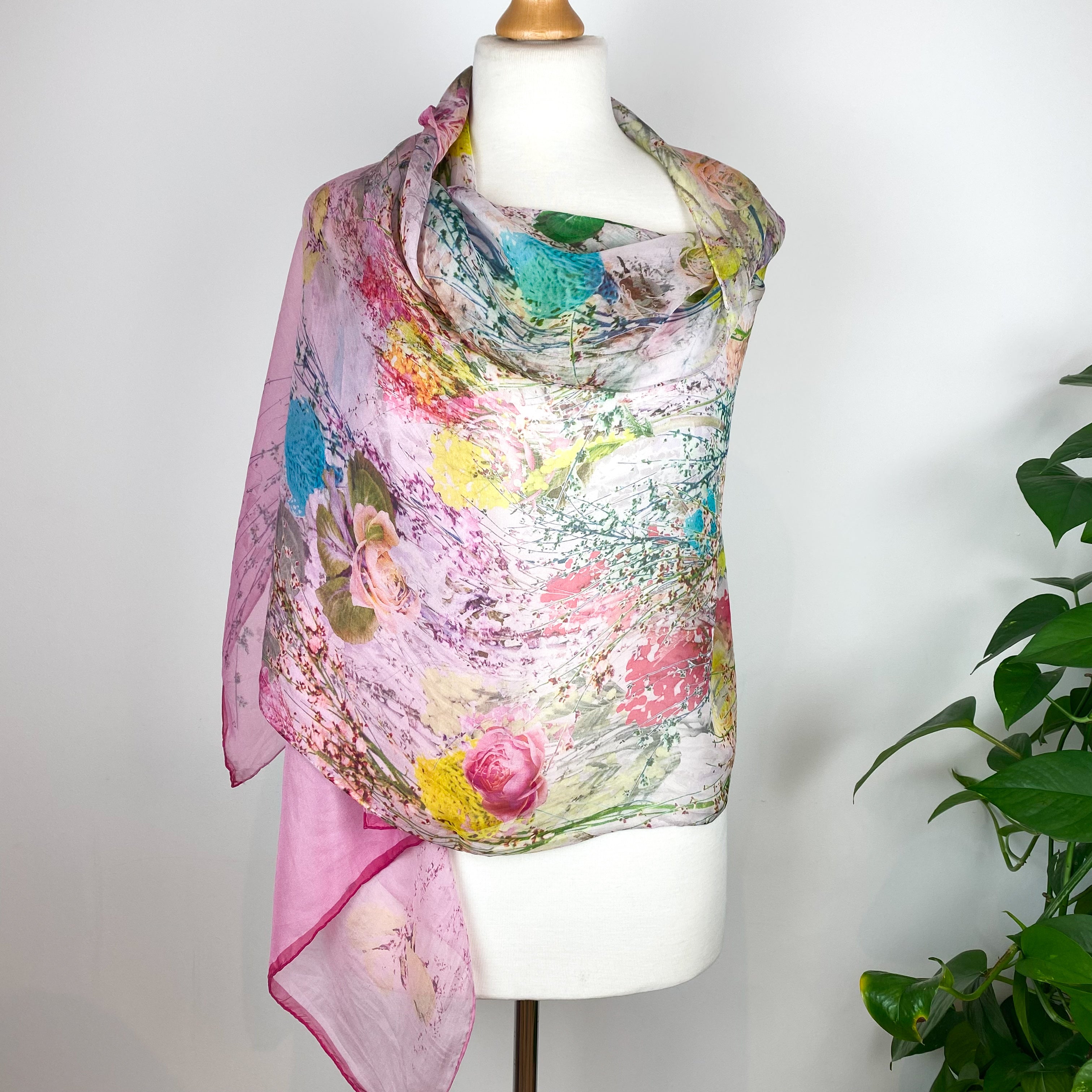 Ted Baker Pink Floral Long Silk Scarf
