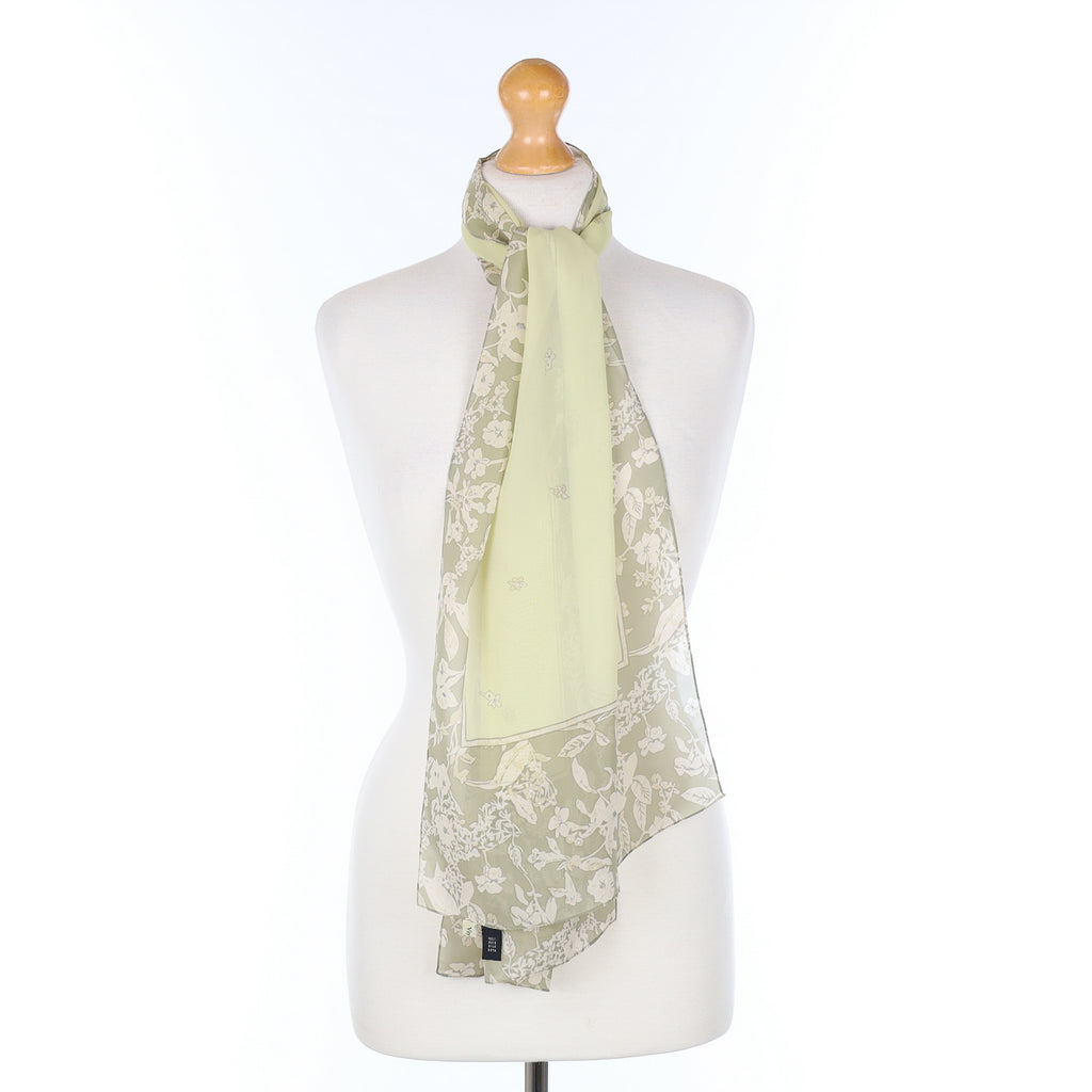 Viyella Green Floral Silk Scarf