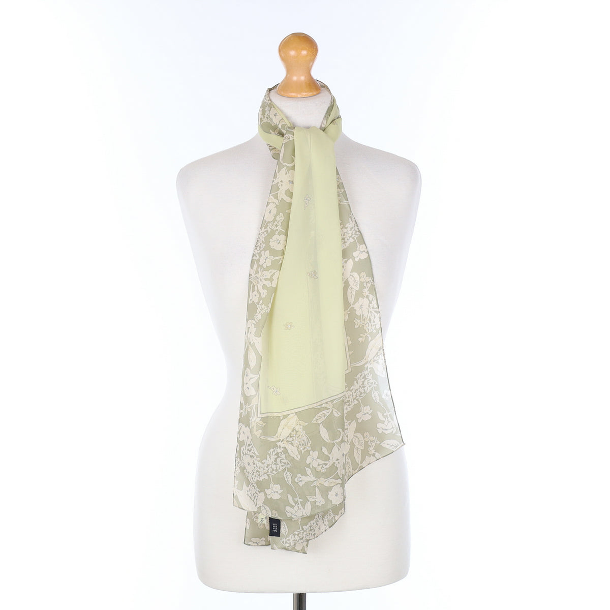 Viyella Green Floral Silk Scarf
