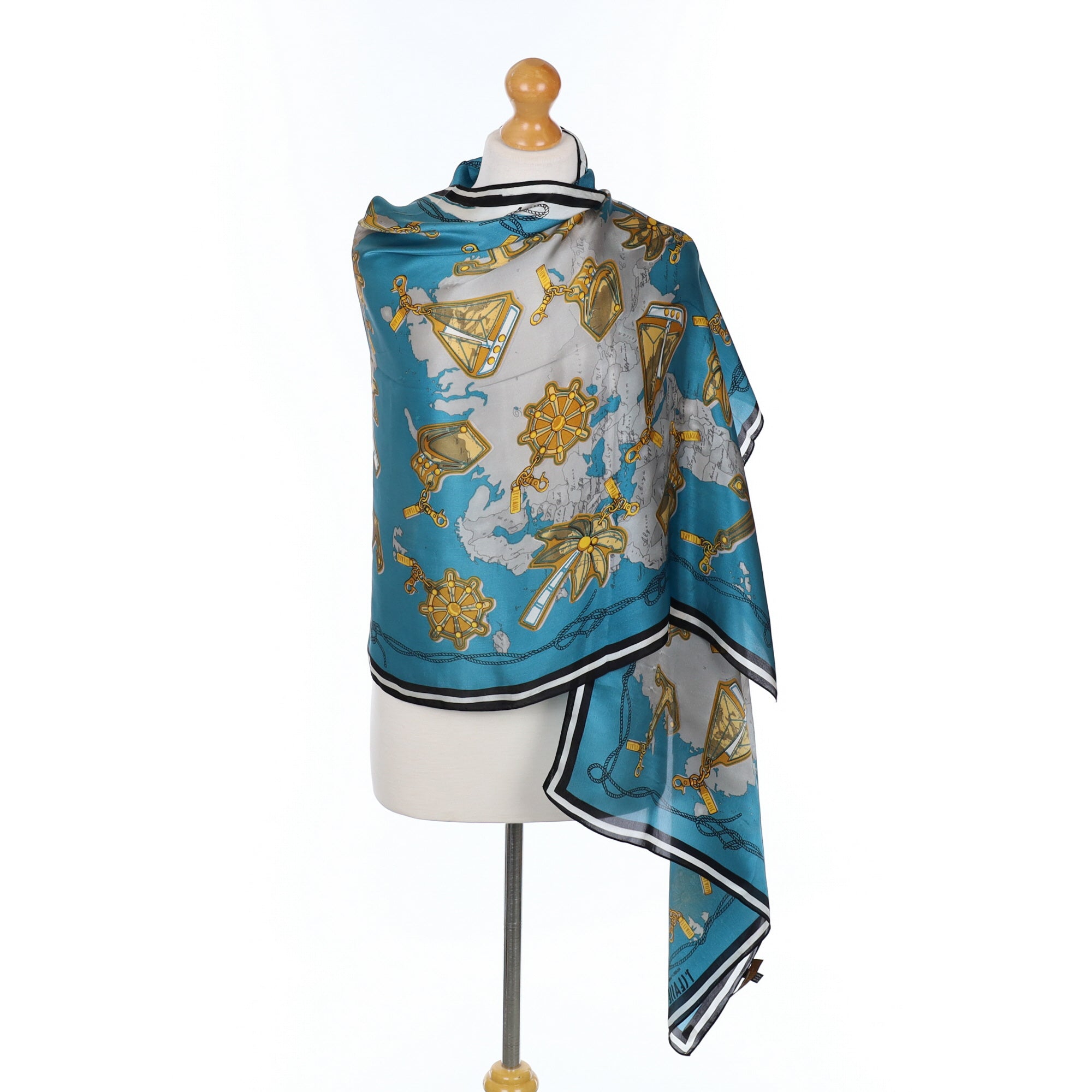 Alviero Martini Nautical Wrap Style Silk Scarf