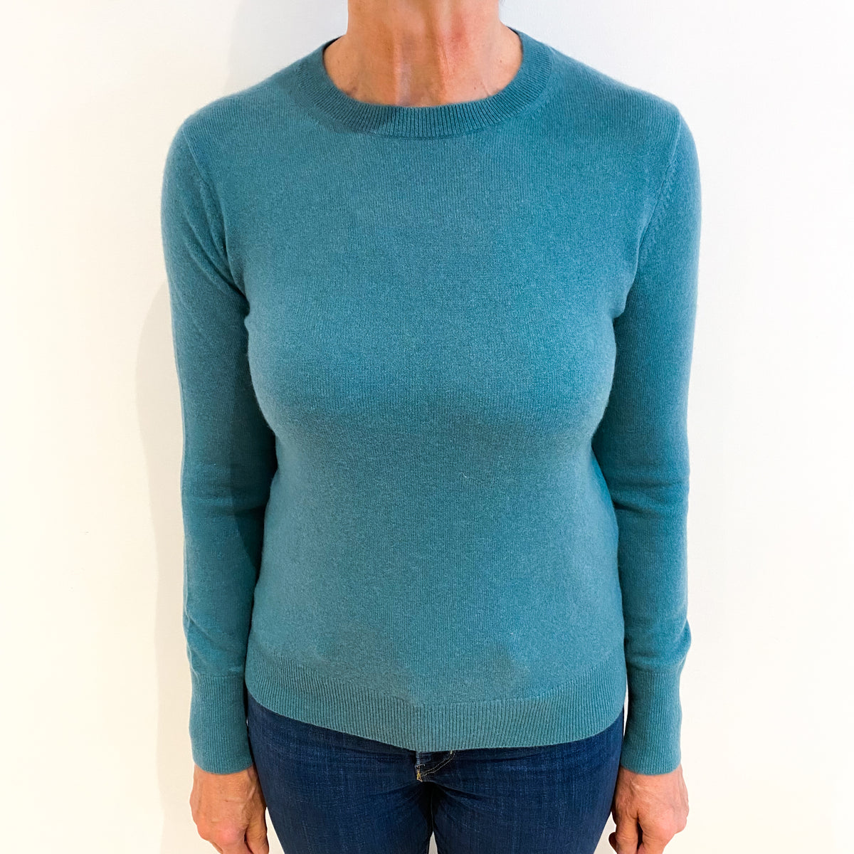 Sea Foam Green Cashmere Crew Neck Jumper Medium