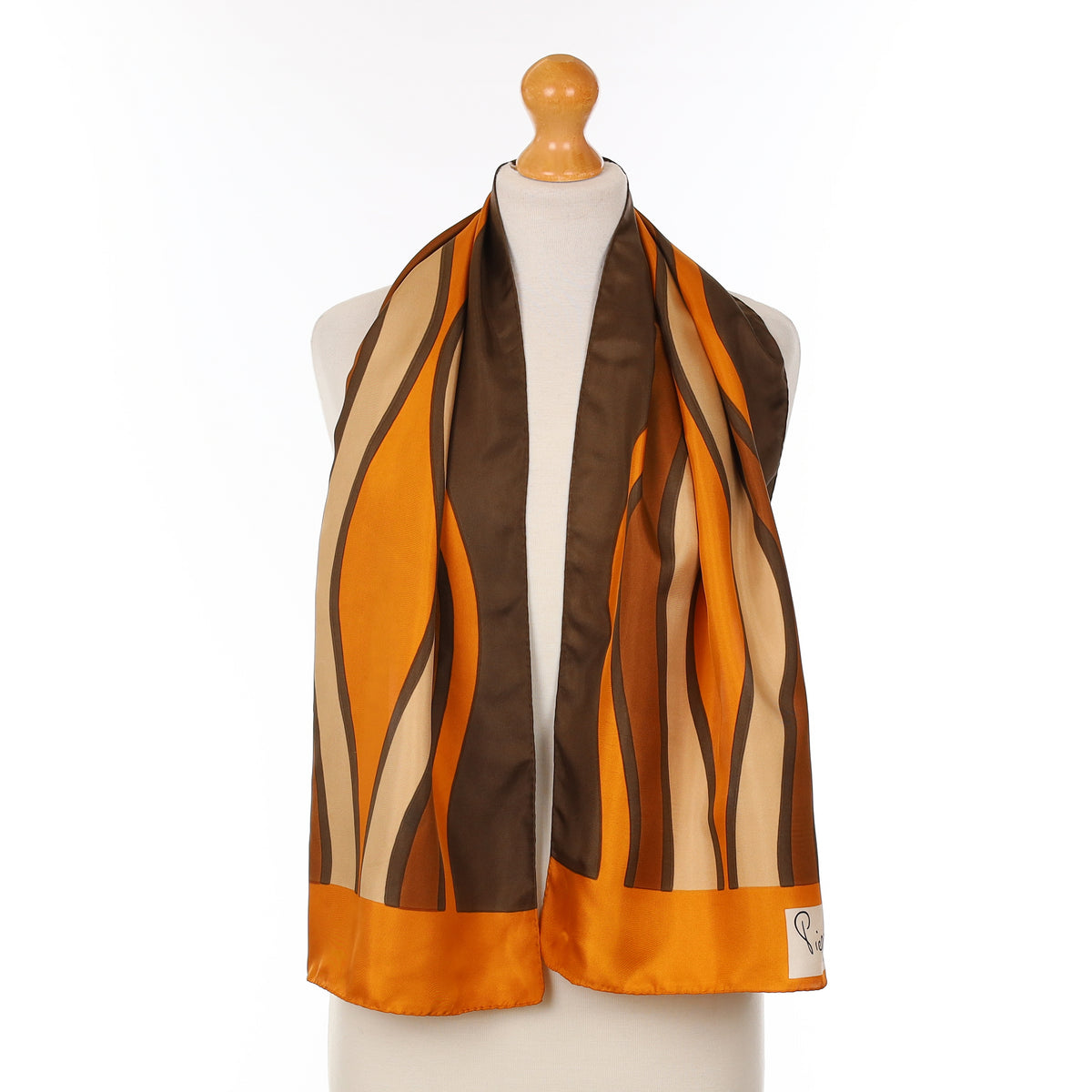 Pierre Cardin Orange Abstract Vintage Silk Scarf