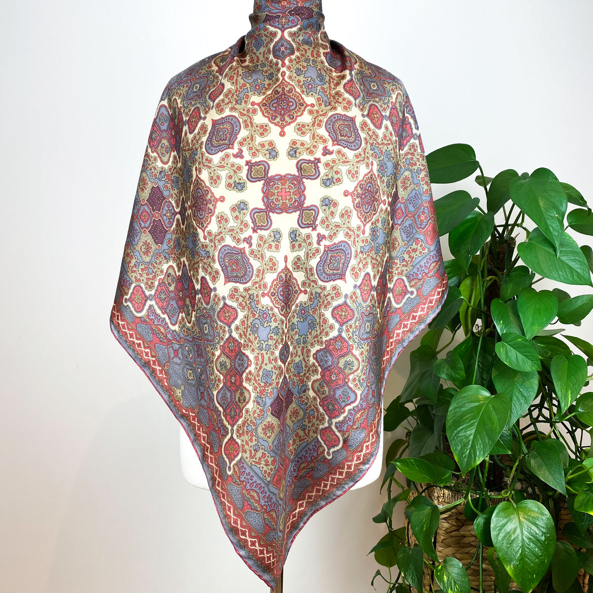 1970s Muted Paisley Vintage Silk Scarf