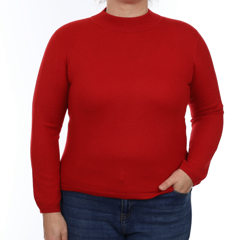 Scarlet Red Cashmere Turtle Neck Jumper Large
